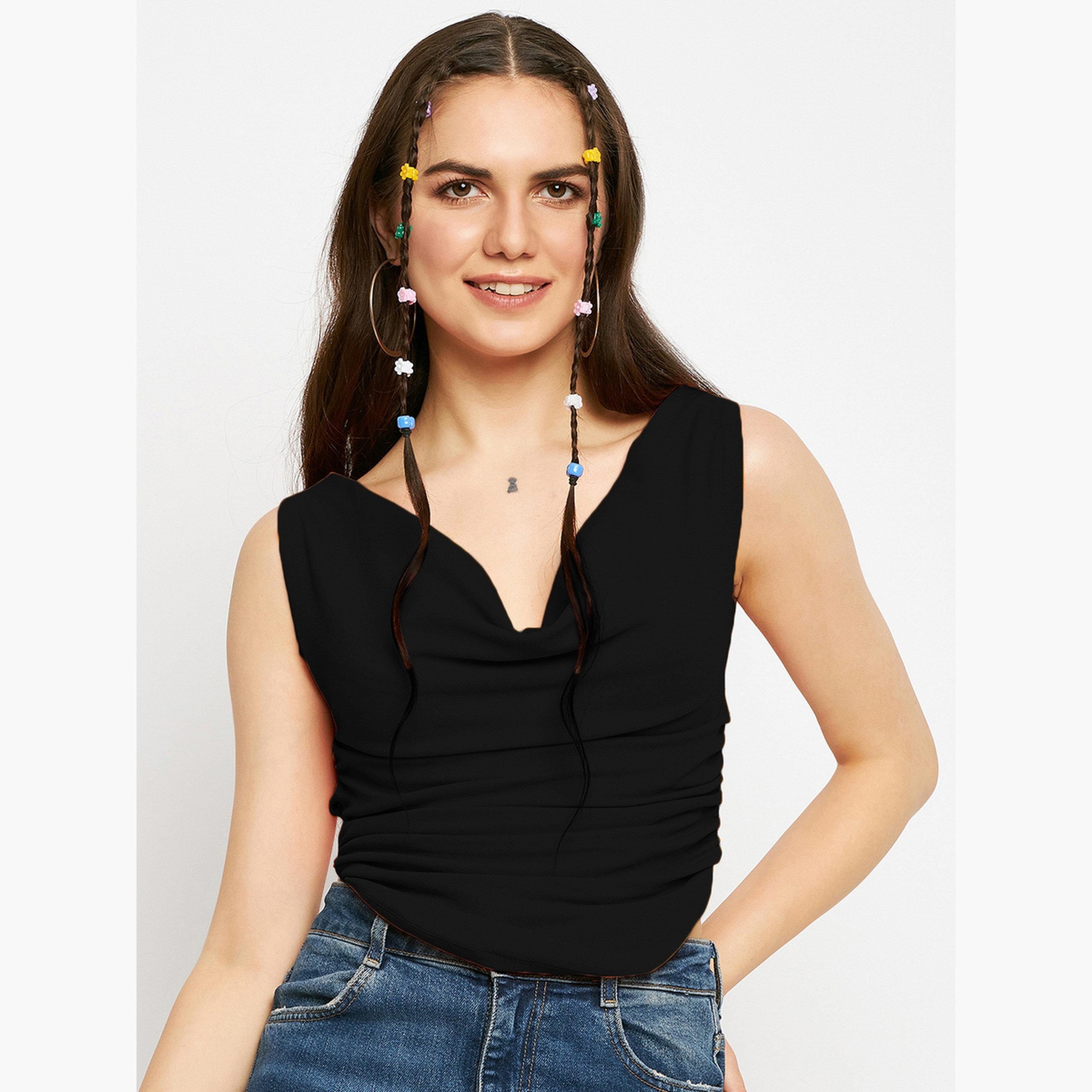 ابتاوني × ستايلي - توب قصير أسود ضيق قابل للتمدد-women-clothing-shirtsandblouses-blouses-image-2