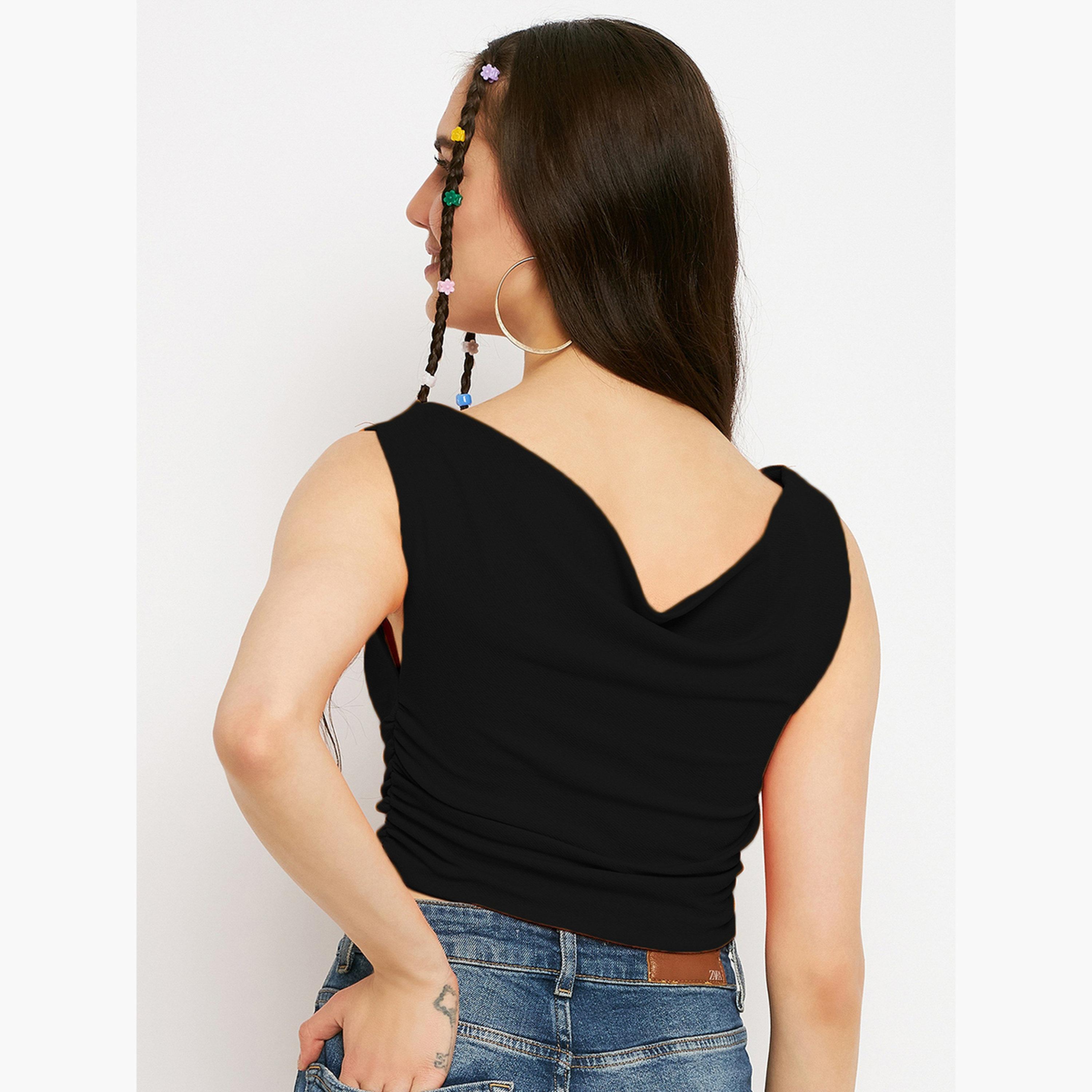 Uptownie X Styli Black Stretchable Fitted Crop Top-women-clothing-shirtsandblouses-blouses-image-4