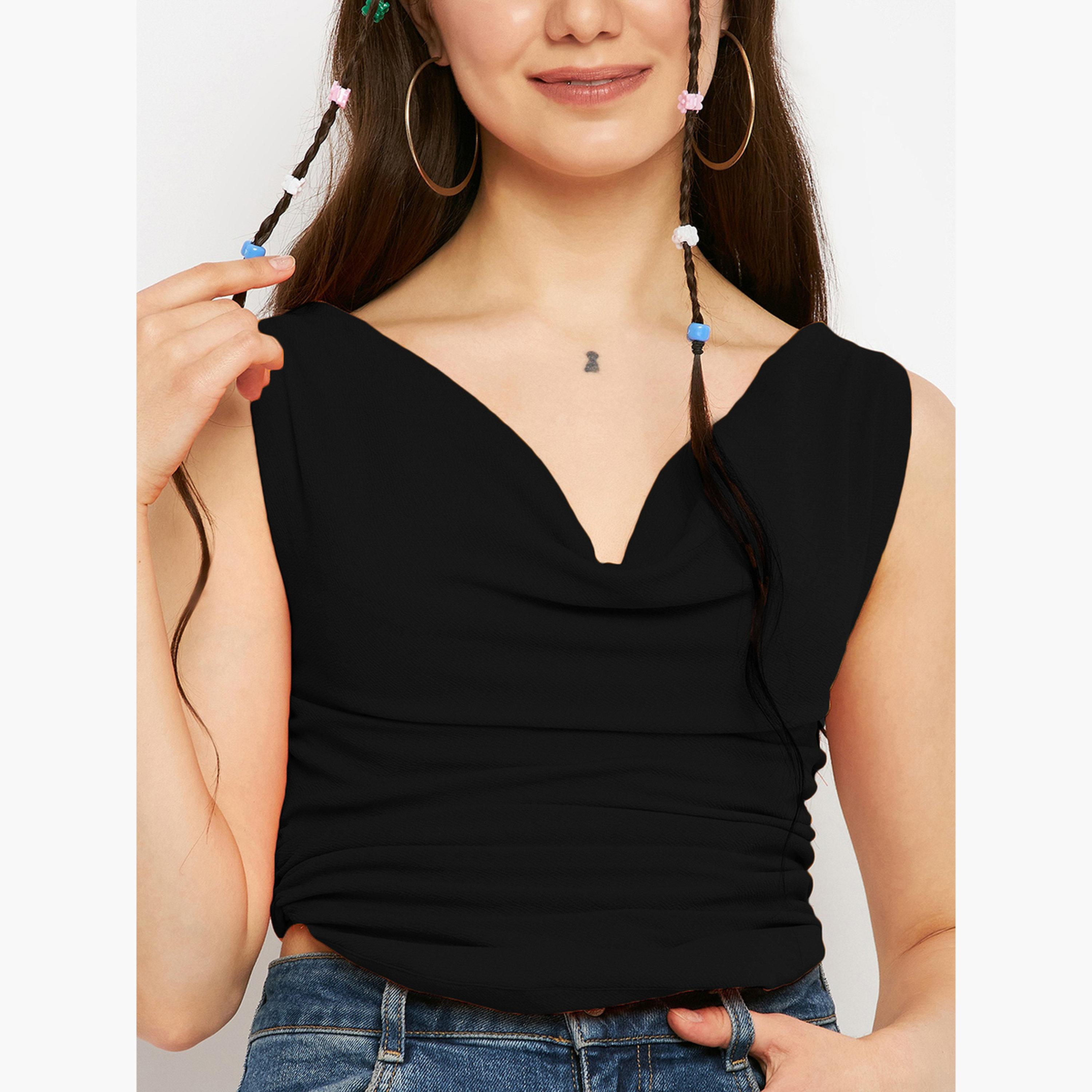 Uptownie X Styli Black Stretchable Fitted Crop Top-women-clothing-shirtsandblouses-blouses-image-5