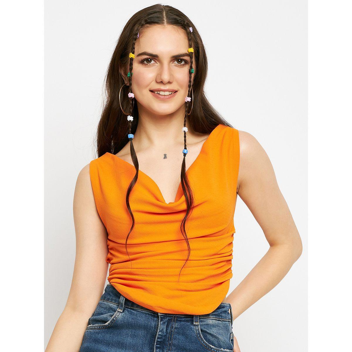اب تاوني × ستايلي - بلوزة برتقالية قصيرة قابلة للتمدد للنساء-women-clothing-tshirts-image-7