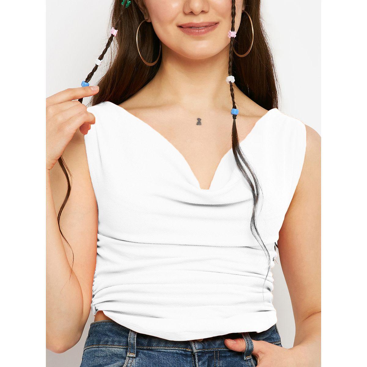 Uptownie X Styli Women White Stretchable Fitted Crop Top-women-clothing-tshirts-image-4