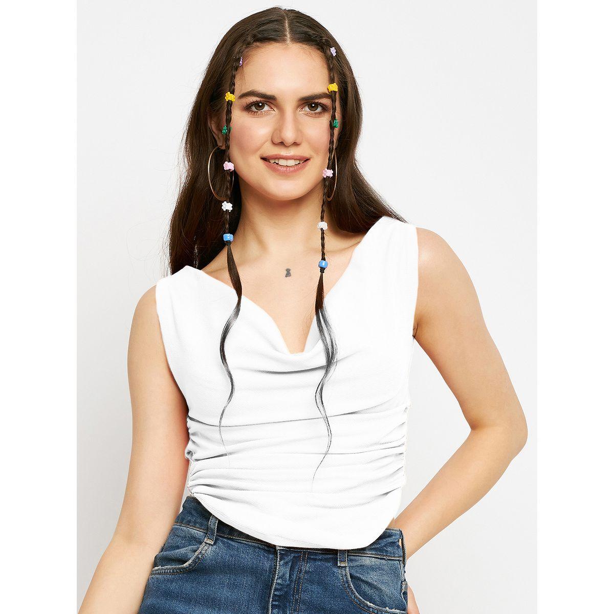 Uptownie X Styli Women White Stretchable Fitted Crop Top-women-clothing-tshirts-image-5