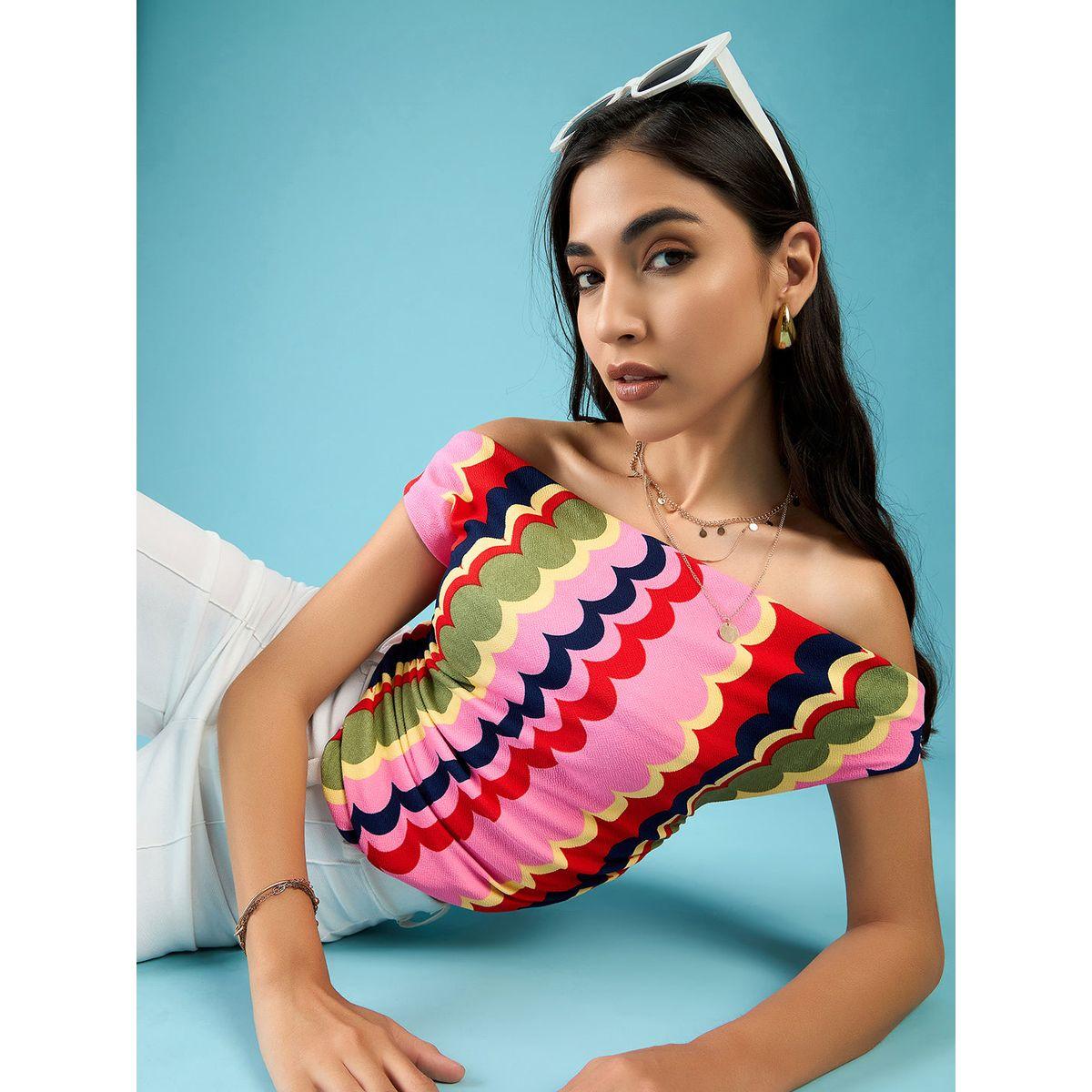 Uptownie X Styli Women Multi Print Stretchable Fitted Crop Top-women-clothing-tshirts-image-1