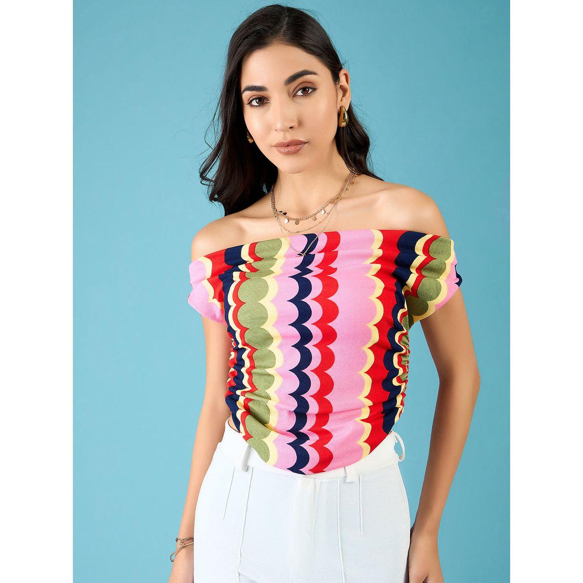 اب تاوني × ستايلي - قميص قصير ملائم قماش قابل للتمدد متعدد الطبعات للنساء-women-clothing-tshirts-image-2