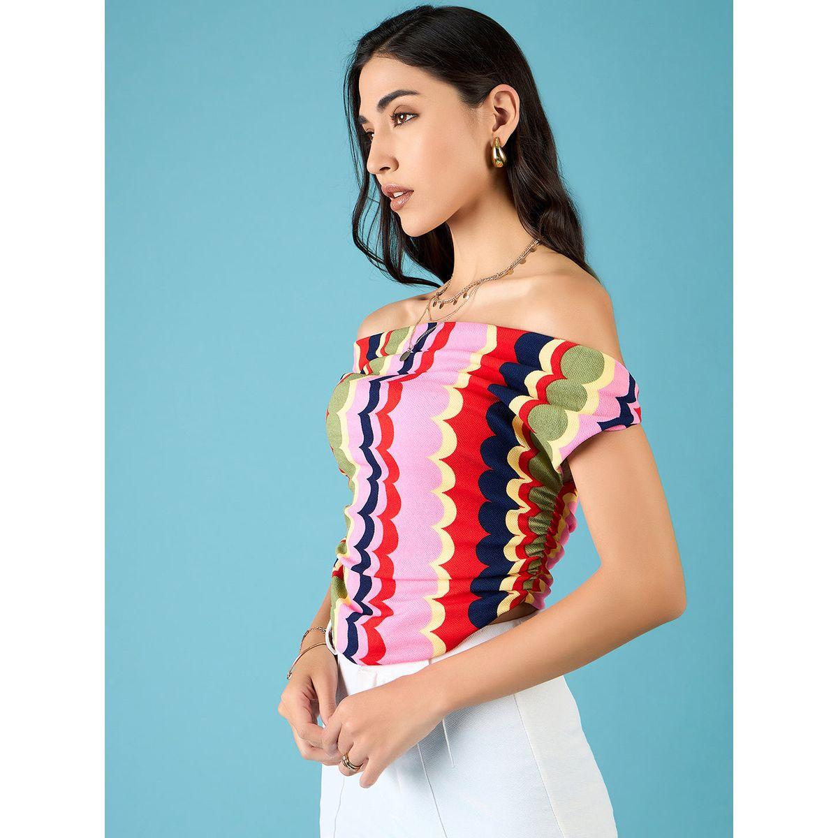 اب تاوني × ستايلي - قميص قصير ملائم قماش قابل للتمدد متعدد الطبعات للنساء-women-clothing-tshirts-image-3