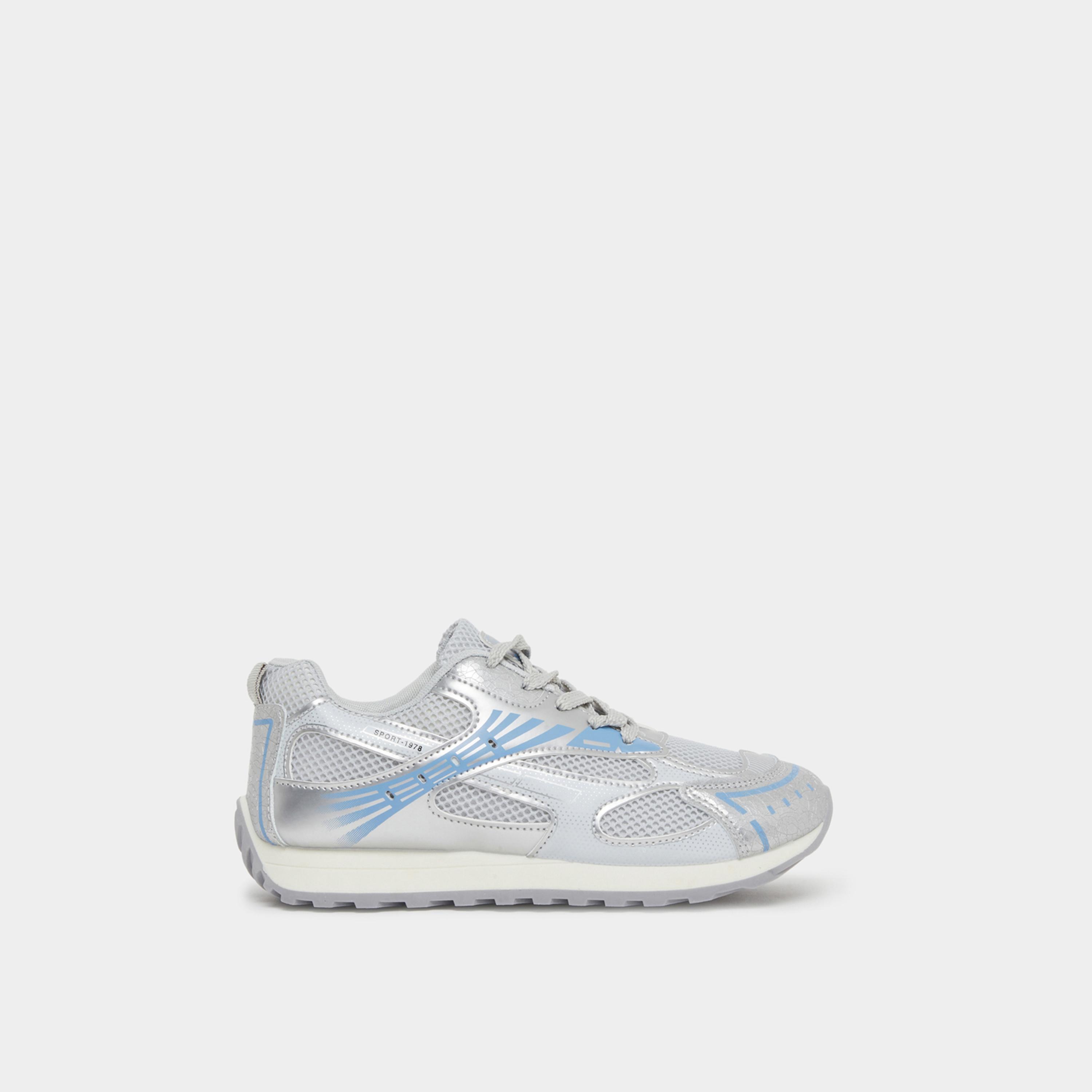 Styli Women Textured Metallic Panel Lace Up Sneakers-women-shoes-sneakers-image-3