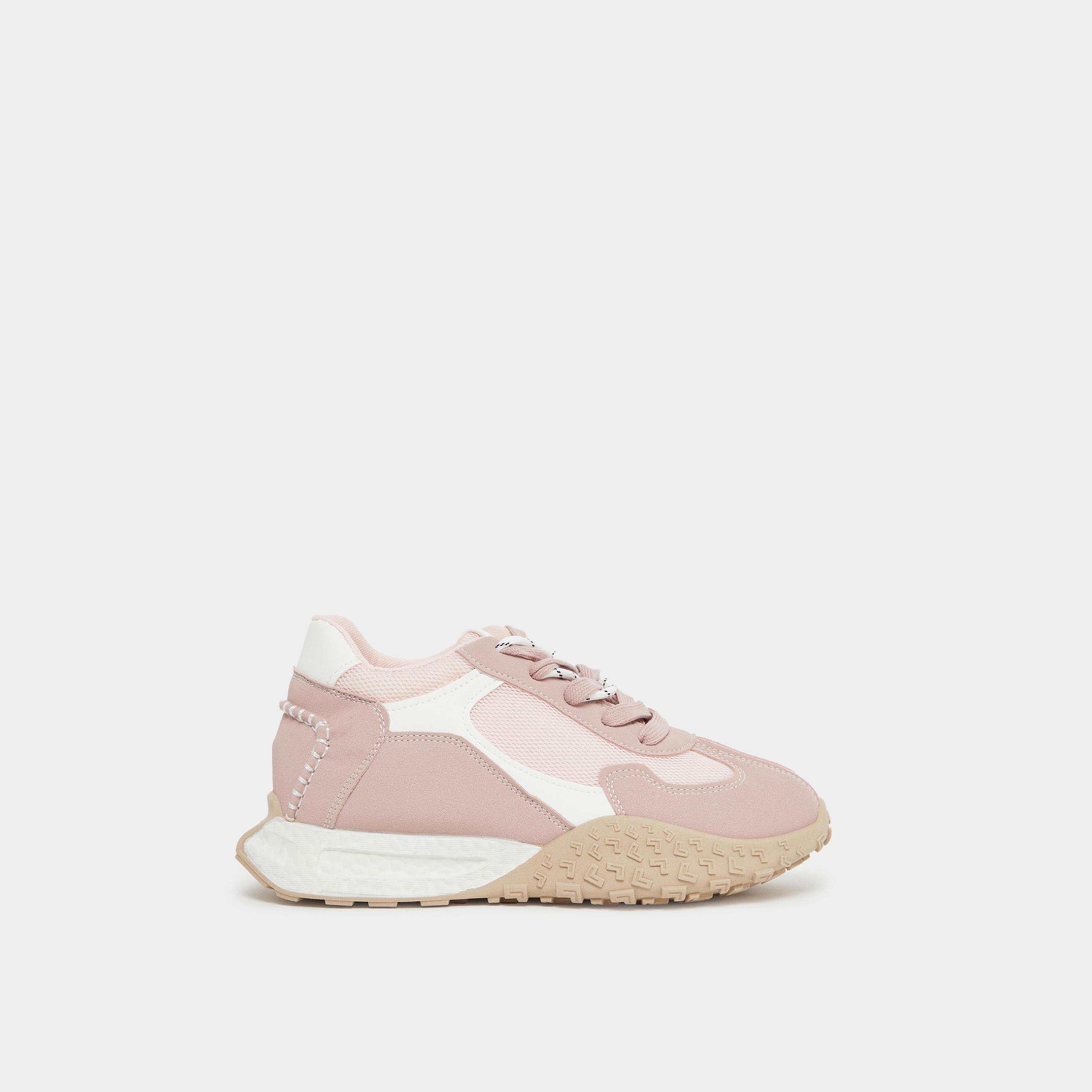 ستايلي - حذاء رياضي وردي اللون برباط ولوحة متباينة للنساء-women-shoes-sneakers-image-3