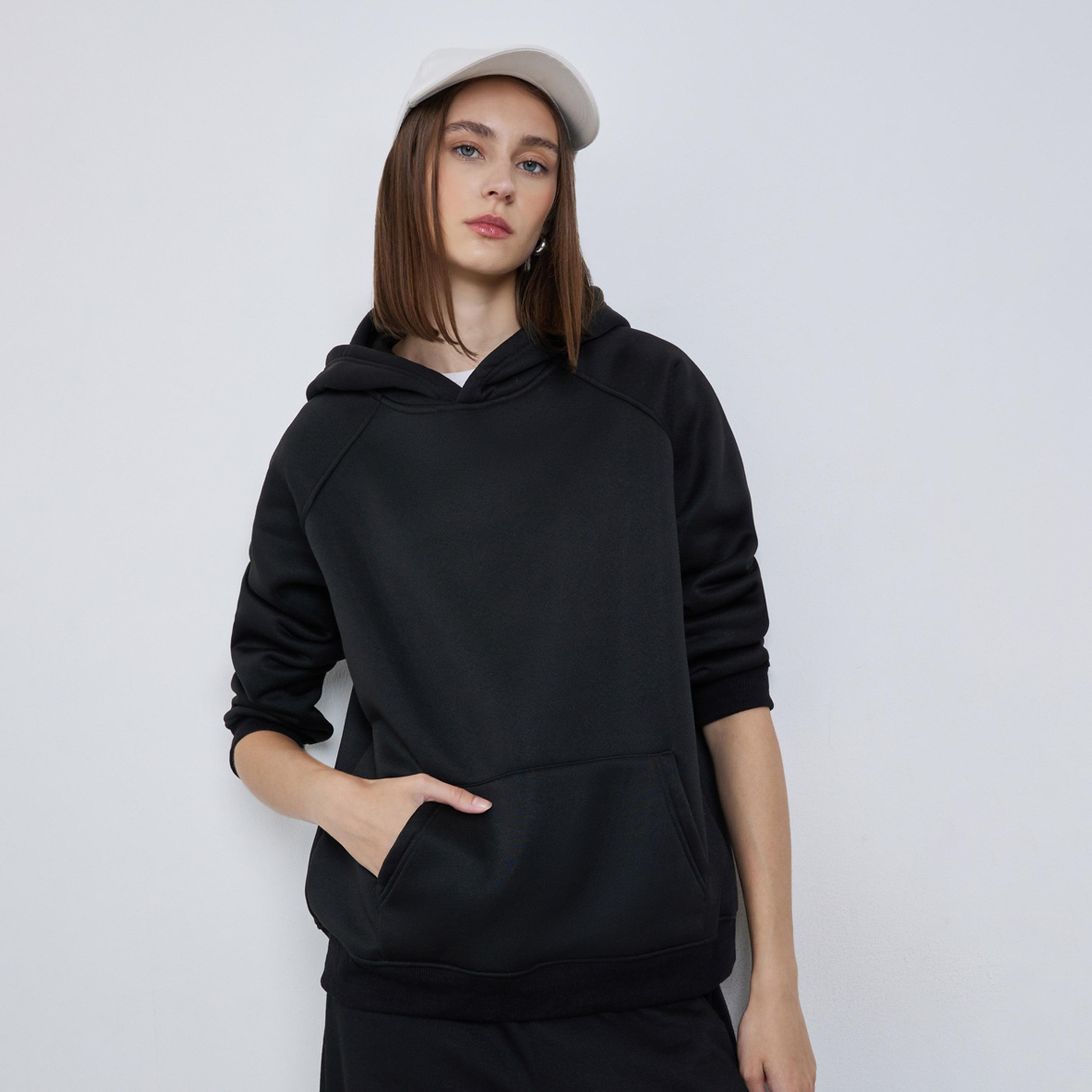 Styli Solid Hooded Neck Long Sleeves Women's Hoodie-women-clothing-hoodiesandsweatshirts-hoodies-image-1