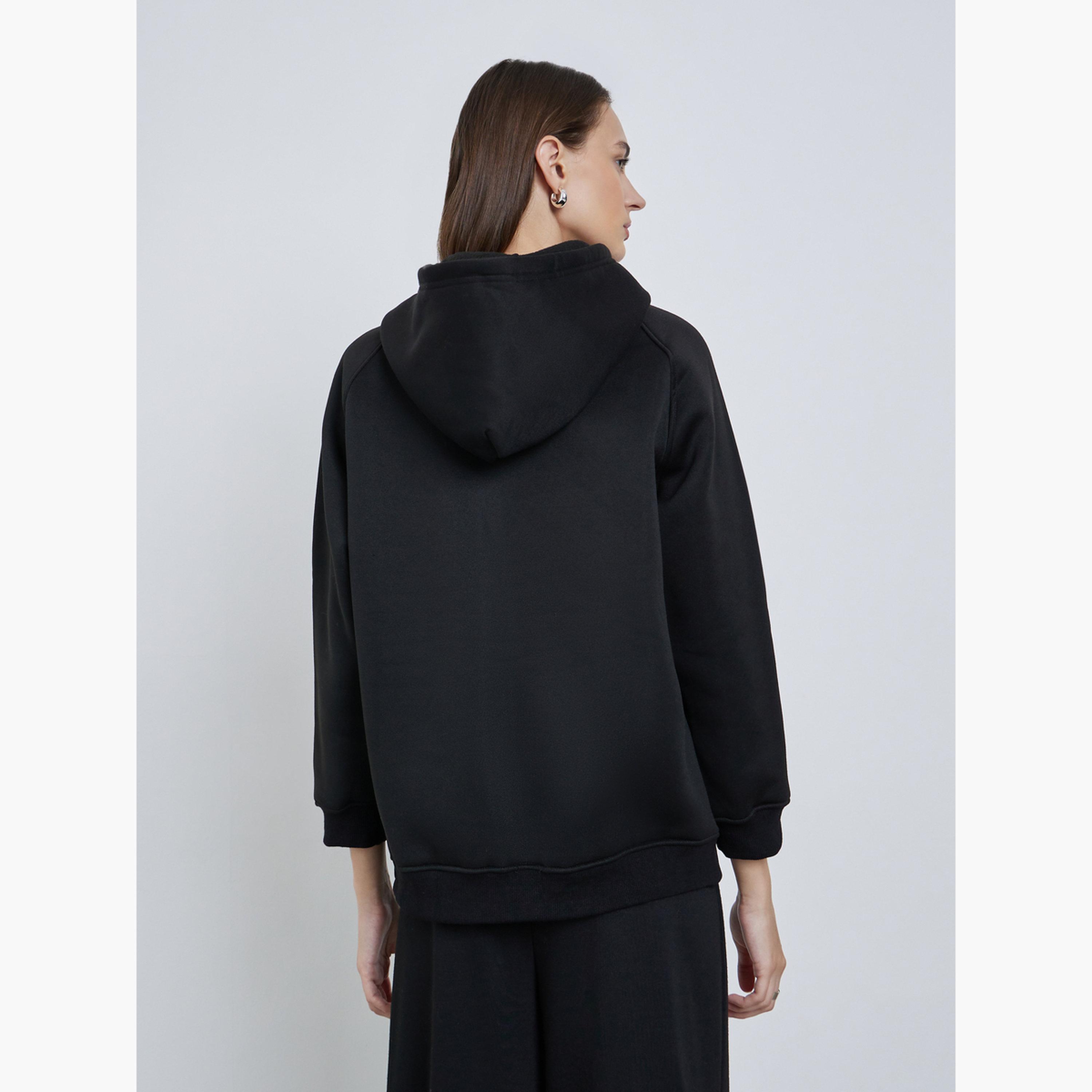 Styli Solid Hooded Neck Long Sleeves Women's Hoodie-women-clothing-hoodiesandsweatshirts-hoodies-image-4
