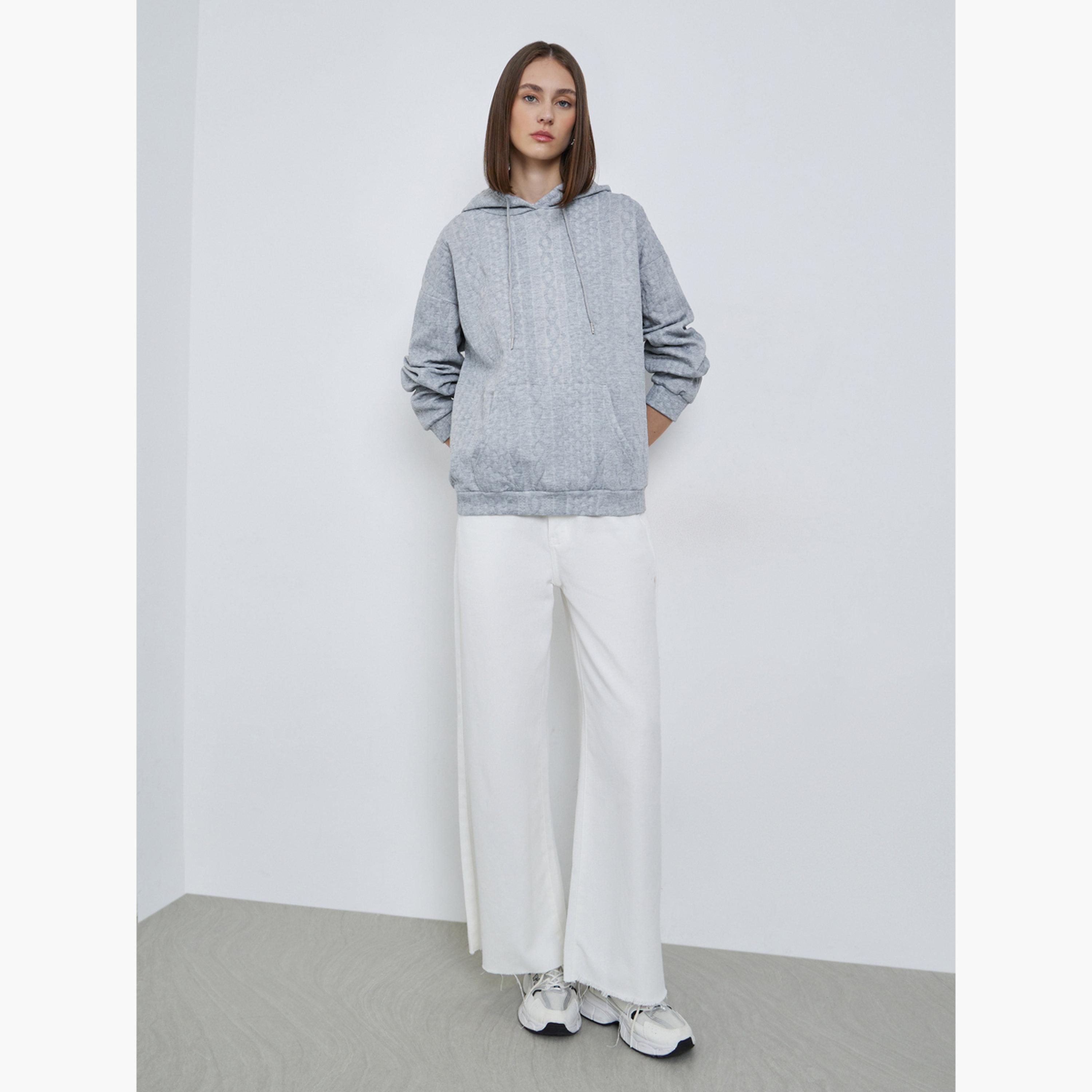ستايلي - هودي رمادي حجم كبير ومحكم الغلق مع رباط-women-clothing-hoodiesandsweatshirts-hoodies-image-2