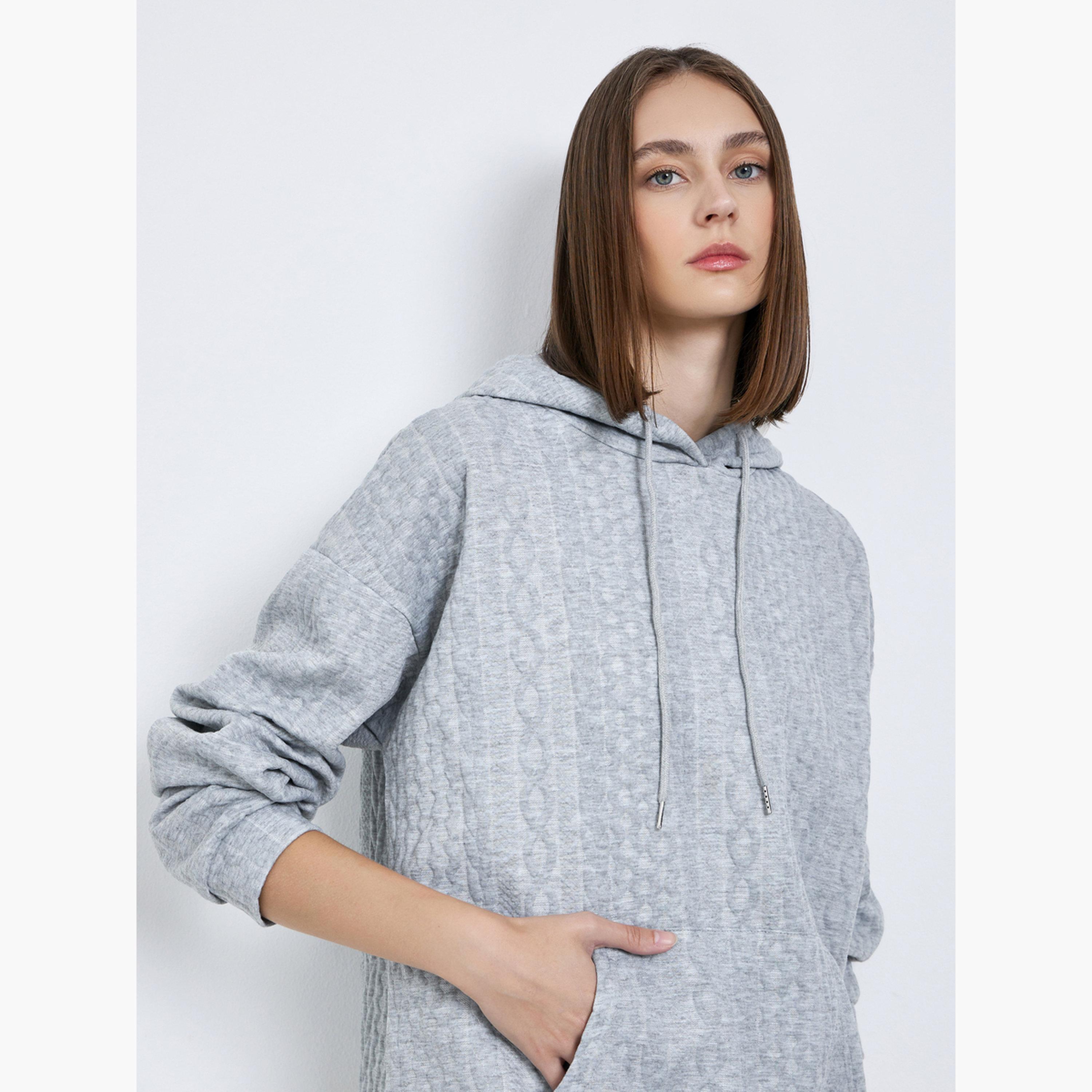 ستايلي - هودي رمادي حجم كبير ومحكم الغلق مع رباط-women-clothing-hoodiesandsweatshirts-hoodies-image-3