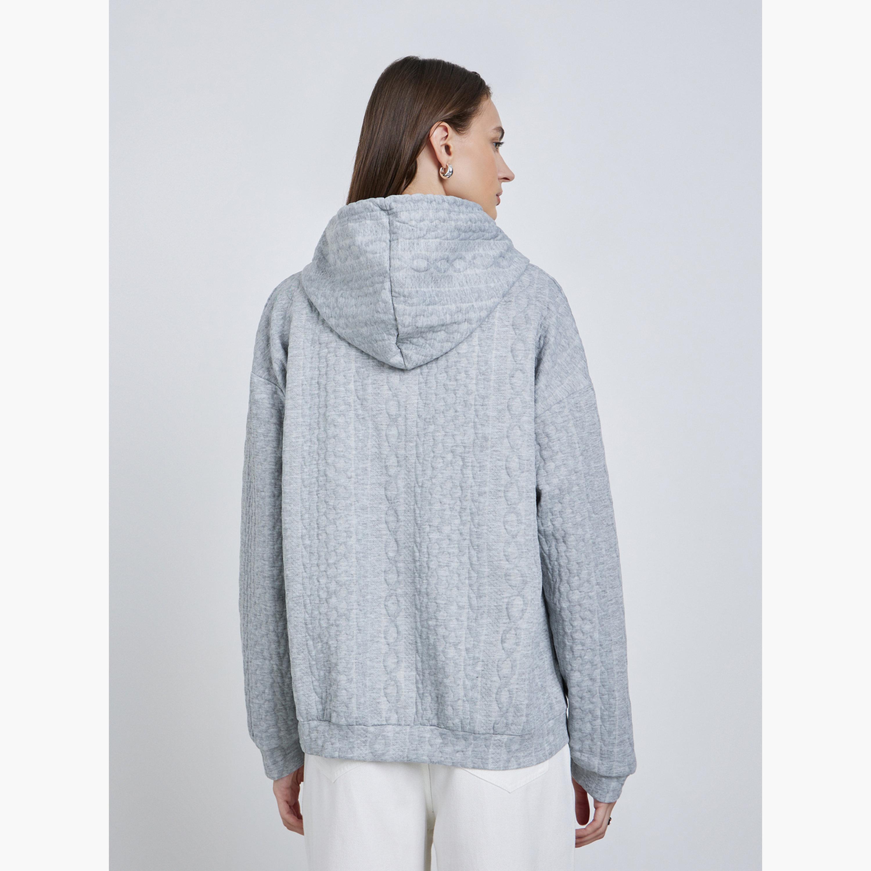 ستايلي - هودي رمادي حجم كبير ومحكم الغلق مع رباط-women-clothing-hoodiesandsweatshirts-hoodies-image-4