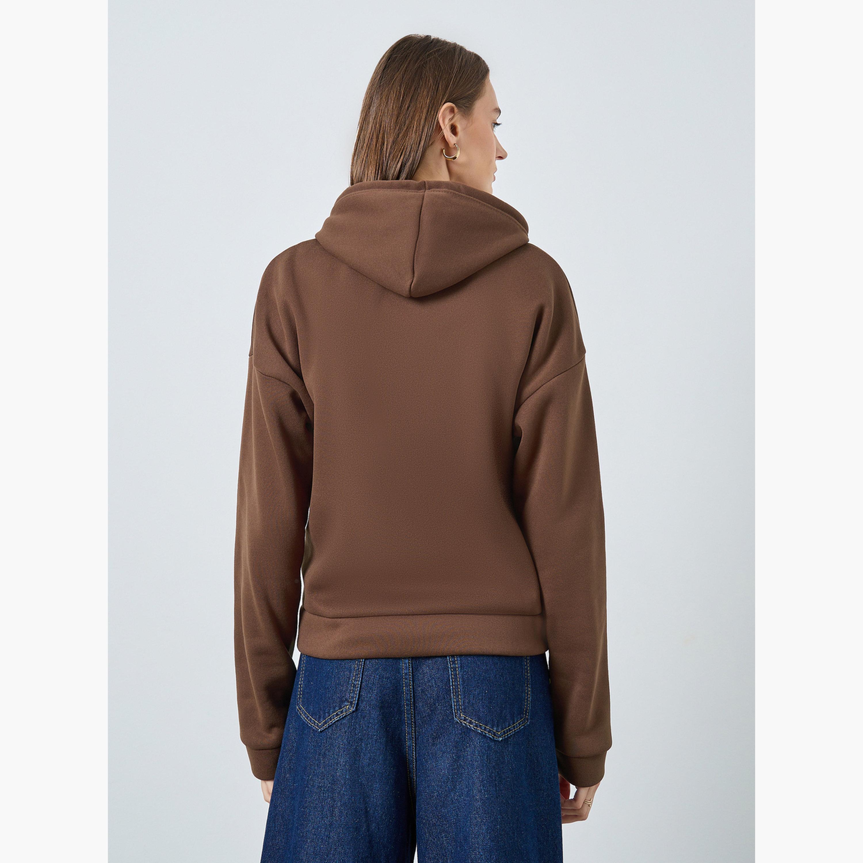 Styli Solid Hooded Neck Long Sleeves Women's Zip Through Hoodie-women-clothing-hoodiesandsweatshirts-hoodies-image-4