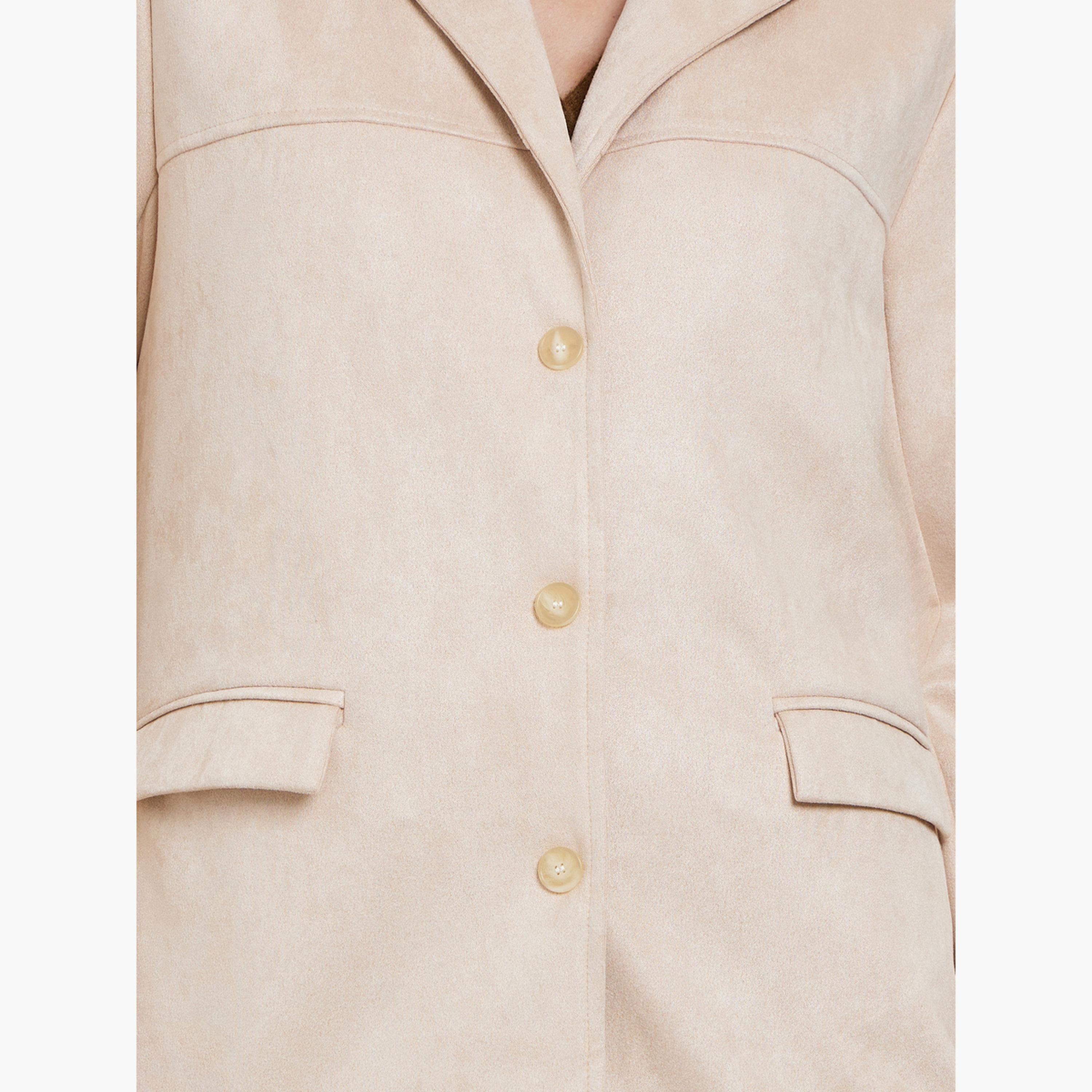 ستايلي - معطف من جلد الغزال الكاكي بأزرار أمامية-women-clothing-coatsandjackets-coats-image-4