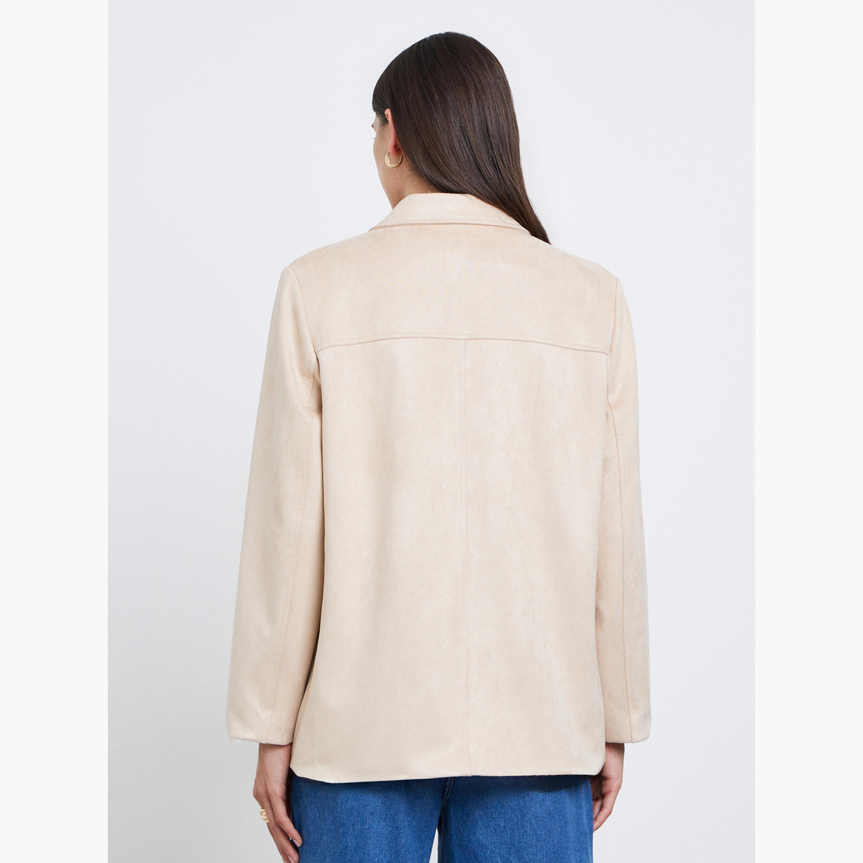 ستايلي - معطف من جلد الغزال الكاكي بأزرار أمامية-women-clothing-coatsandjackets-coats-image-5