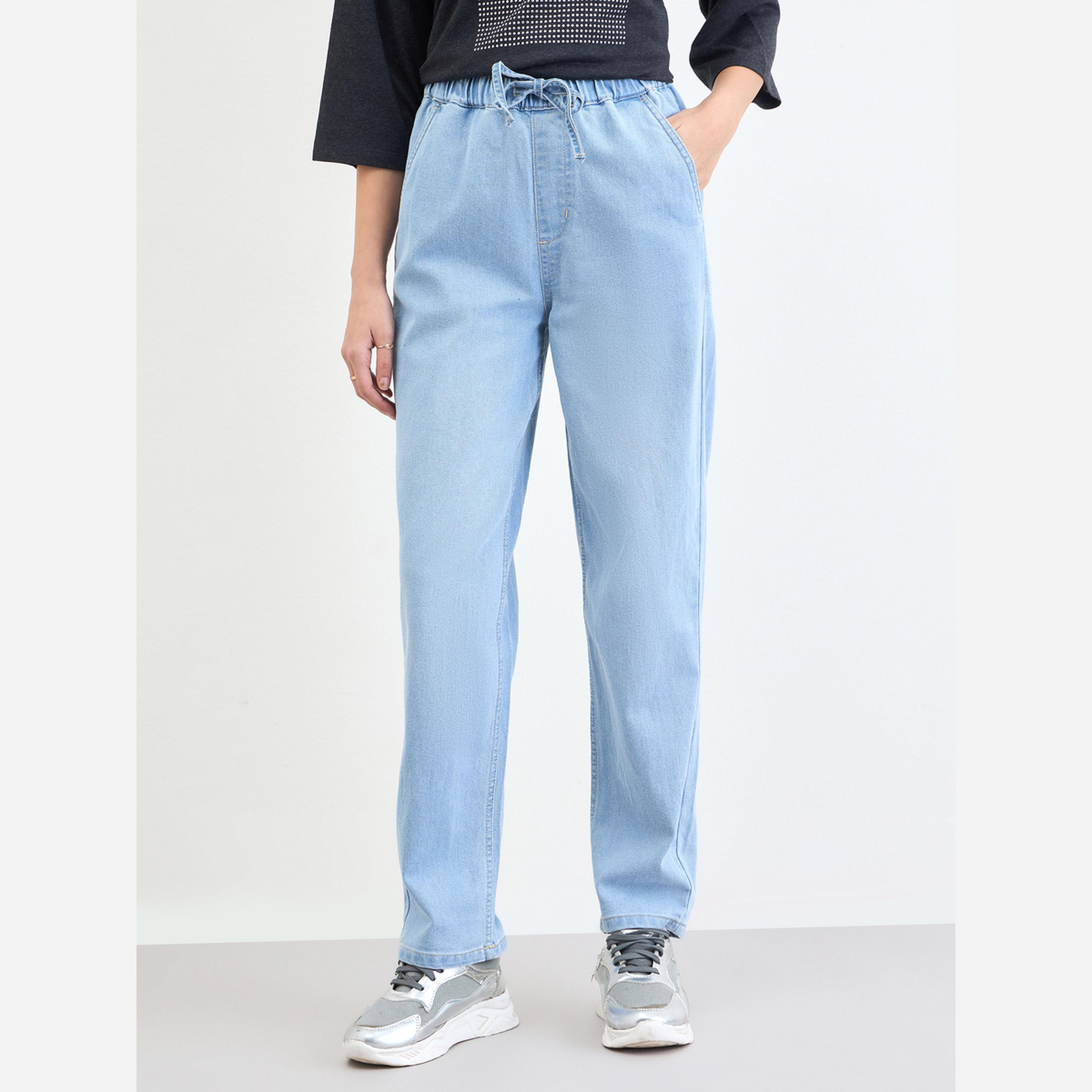Styli Women Light Blue Relaxed Fit High Rise Jeans-women-clothing-bottoms-jeans-image-1