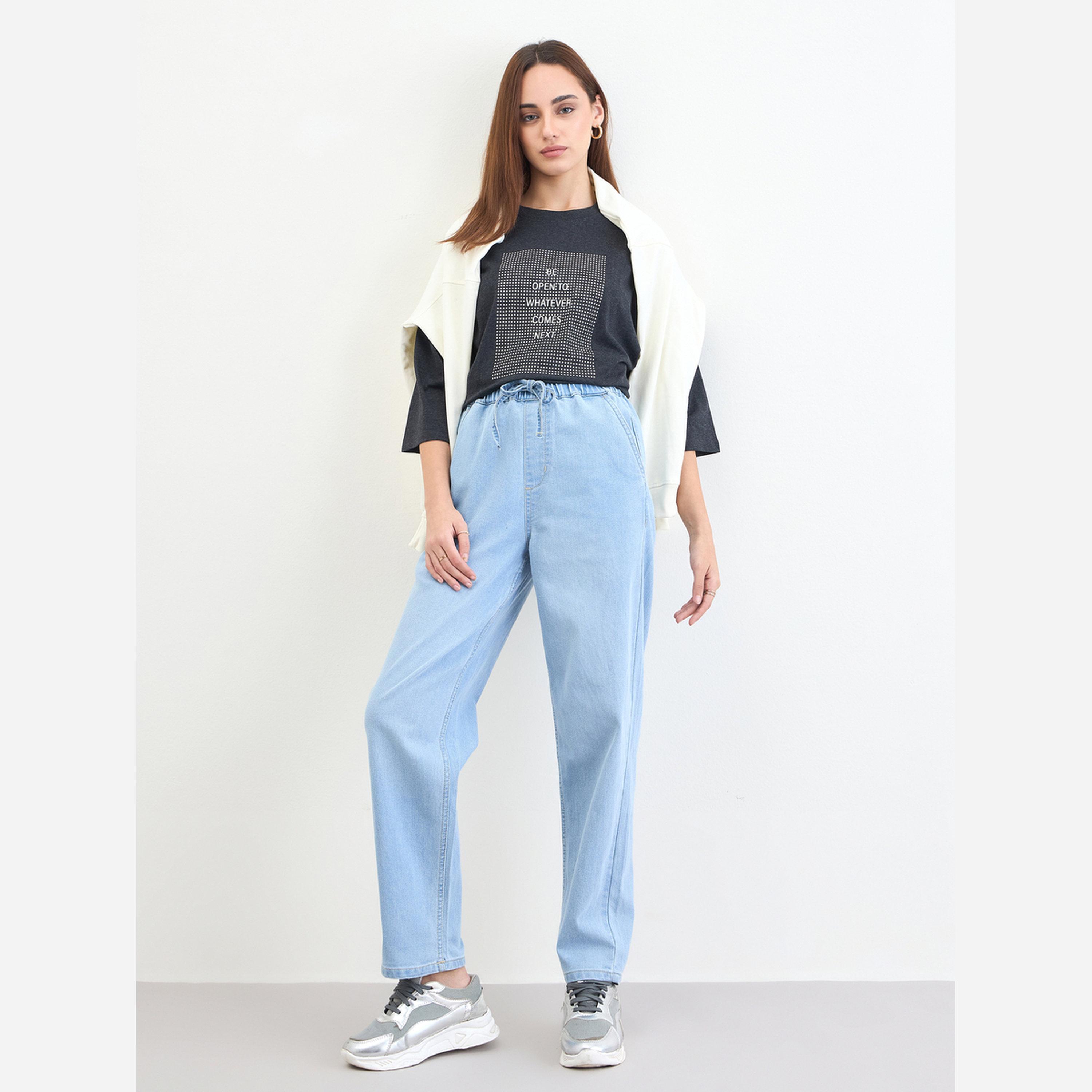 Styli Women Light Blue Relaxed Fit High Rise Jeans-women-clothing-bottoms-jeans-image-3