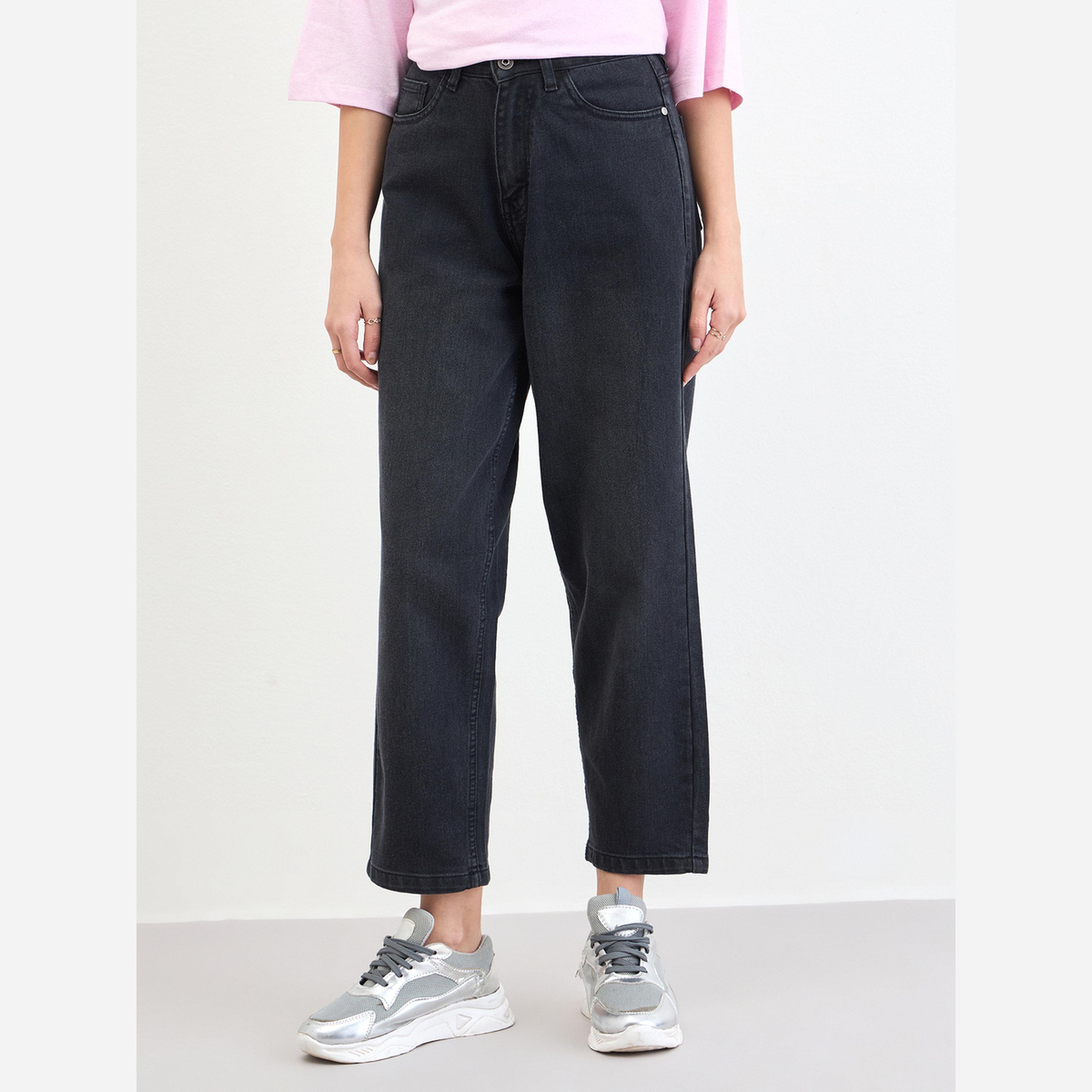 Styli Women Black High Rise Relaxed Fit Jeans-women-clothing-bottoms-jeans-image-1