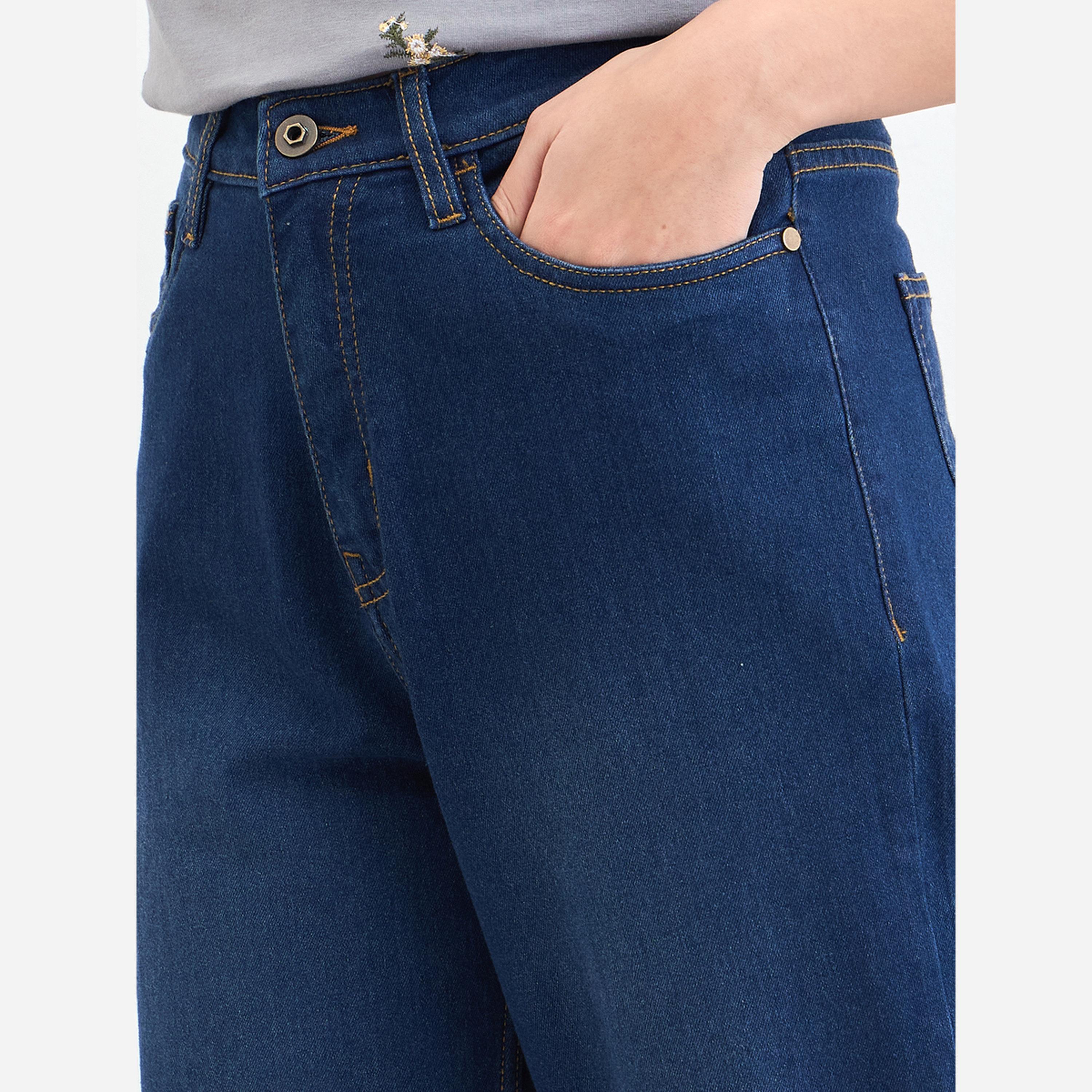 ستايلي - بنطال جينز نسائي لون أزرق داكن بخصر عالٍ وقصة مريحة-women-clothing-bottoms-jeans-image-6