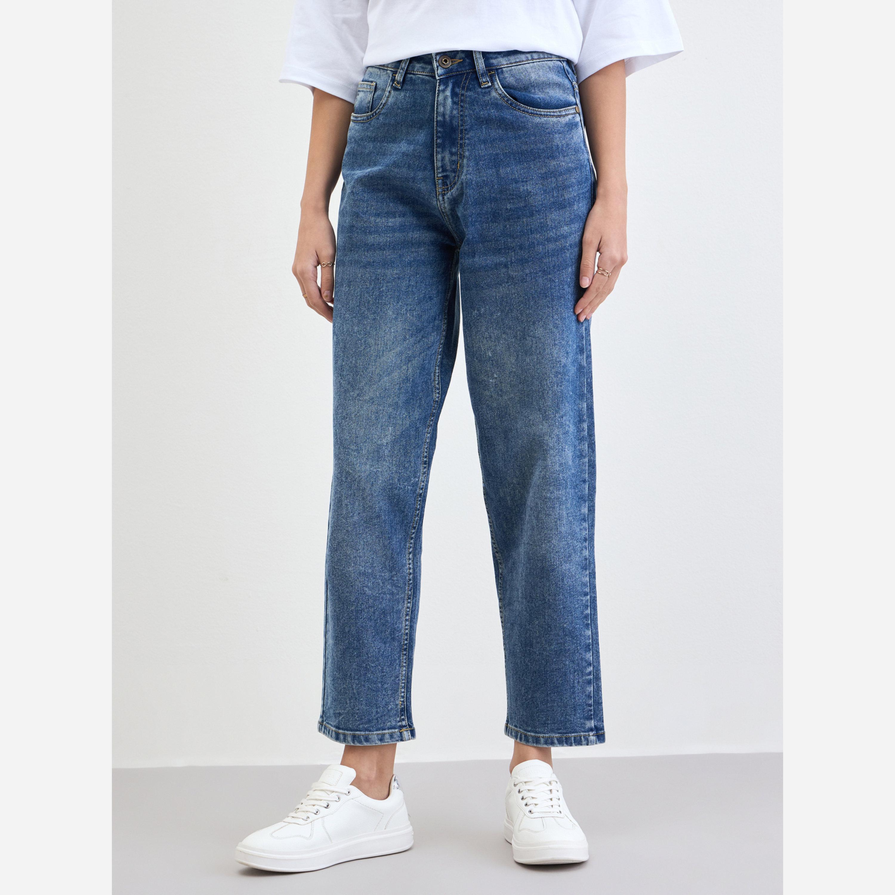 Styli Women Blue Relaxed Fit High Rise Jeans-women-clothing-bottoms-jeans-image-1