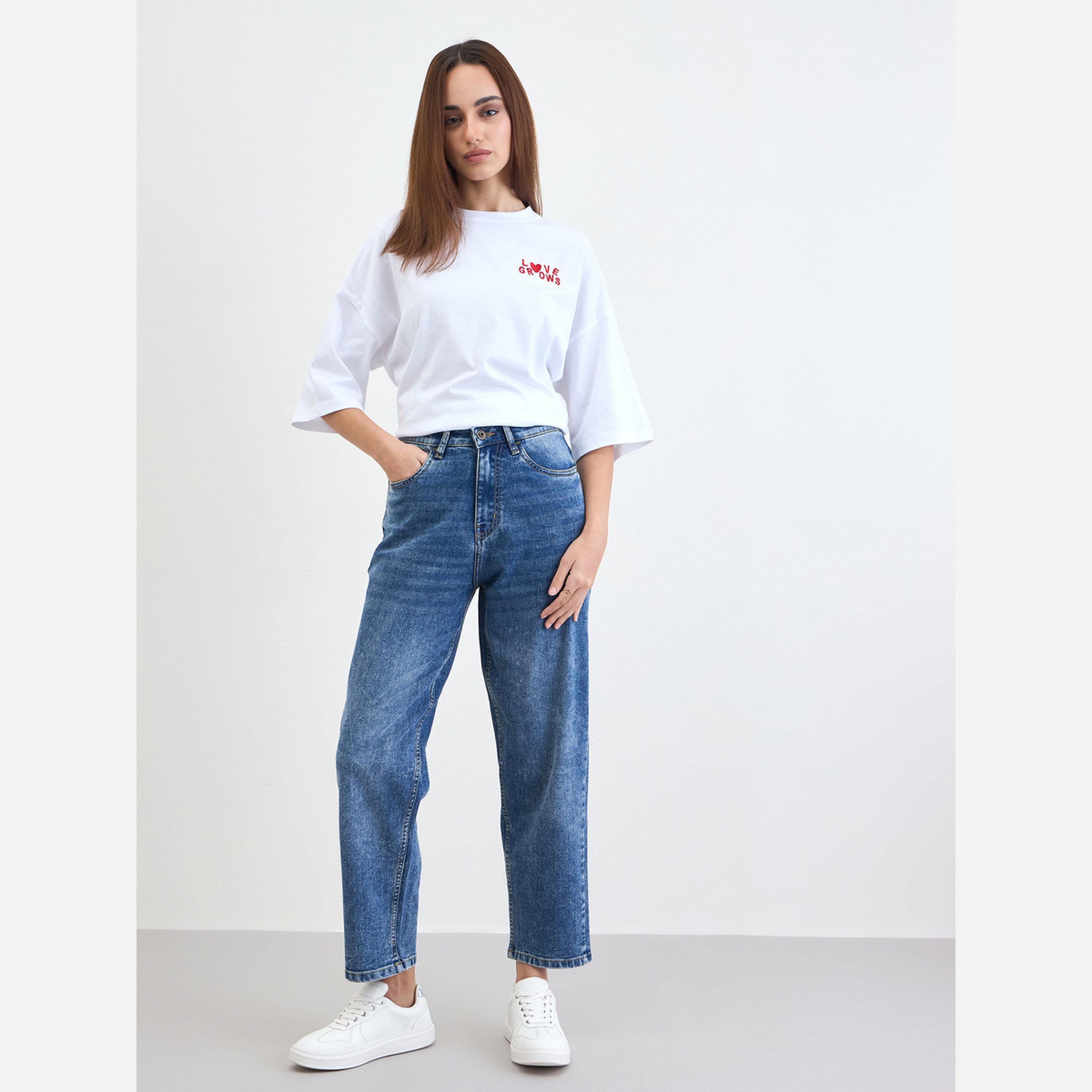 Styli Women Blue Relaxed Fit High Rise Jeans-women-clothing-bottoms-jeans-image-2