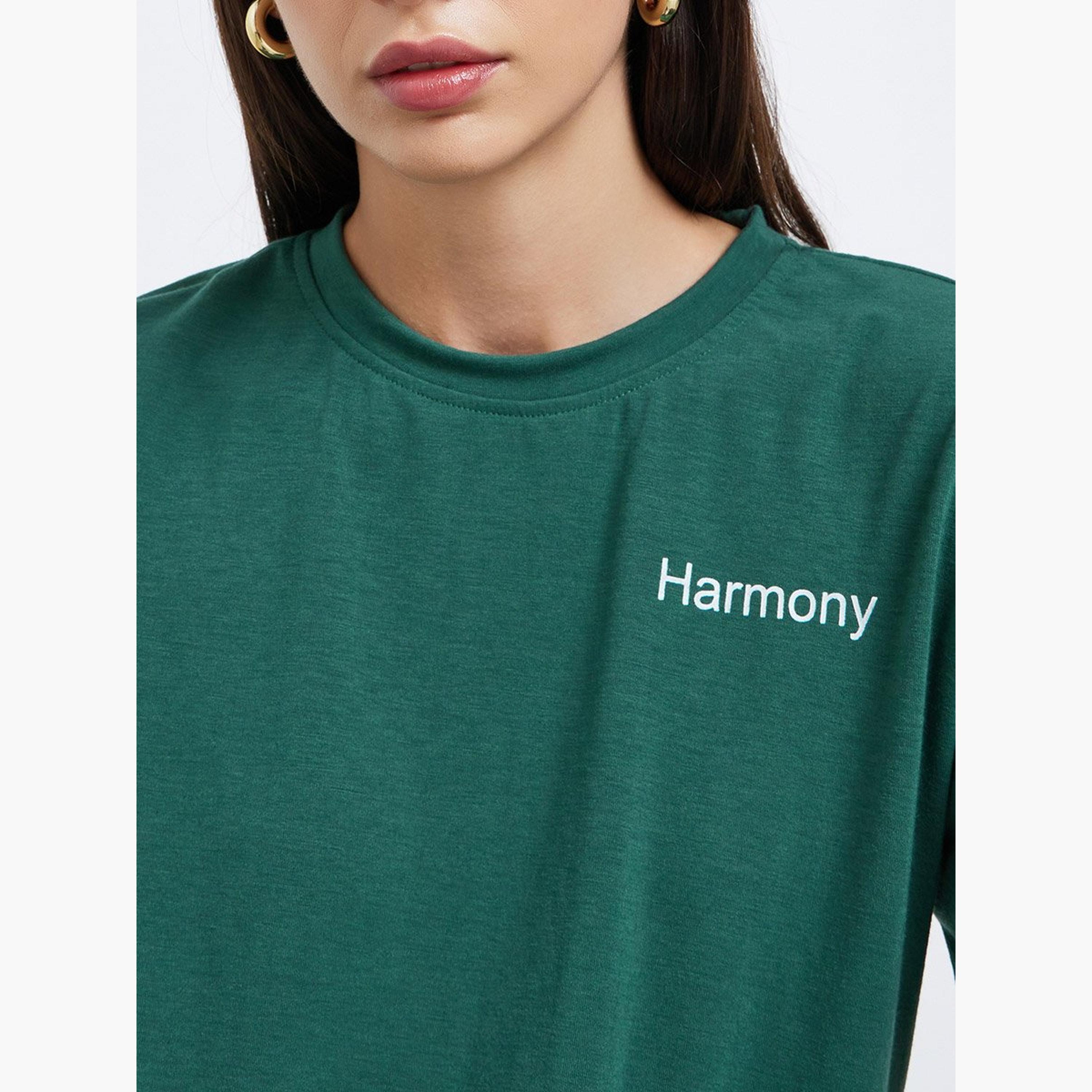 Styli Green Harmony Slogan Regular Fit T-Shirt-women-clothing-tshirts-image-3