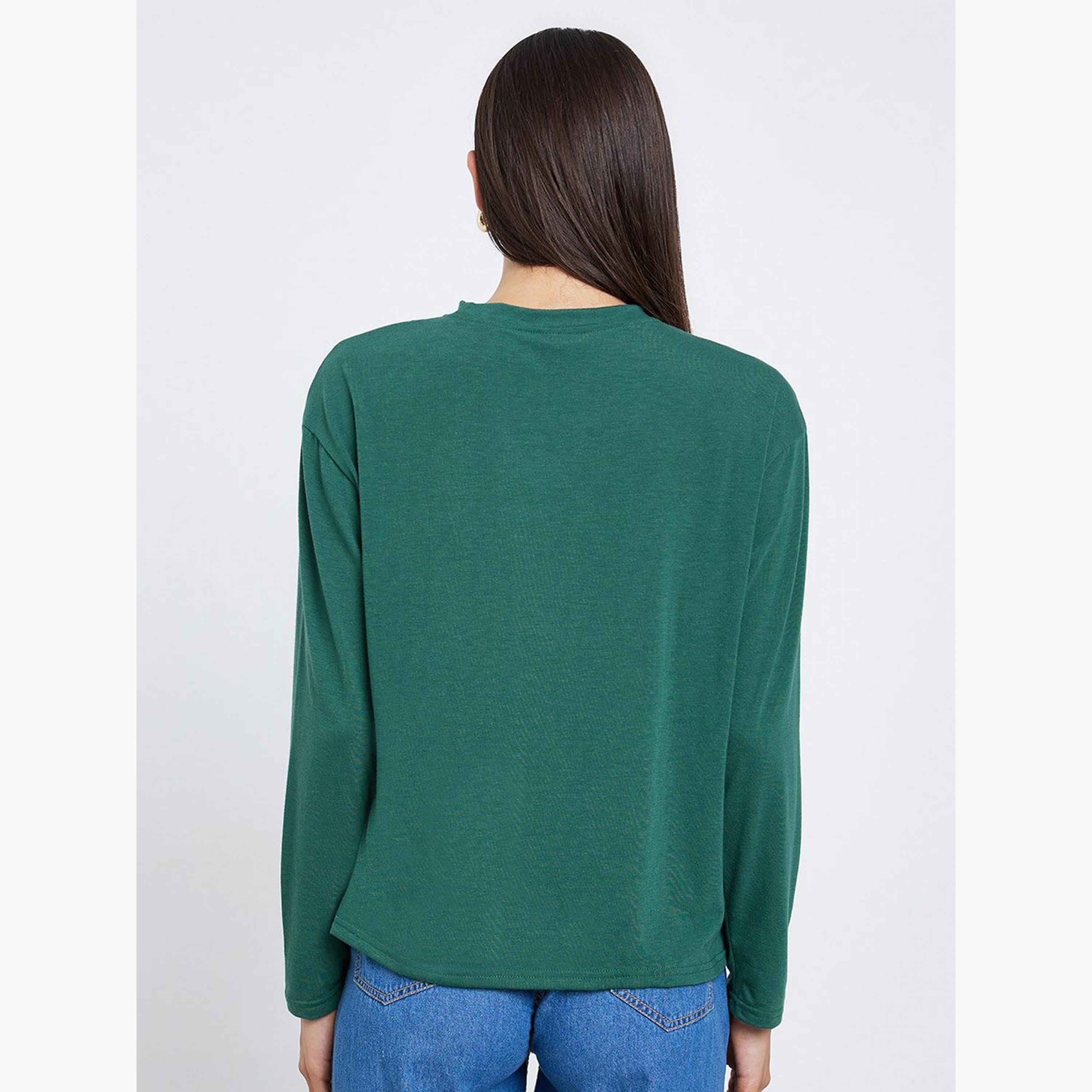 Styli Green Harmony Slogan Regular Fit T-Shirt-women-clothing-tshirts-image-4
