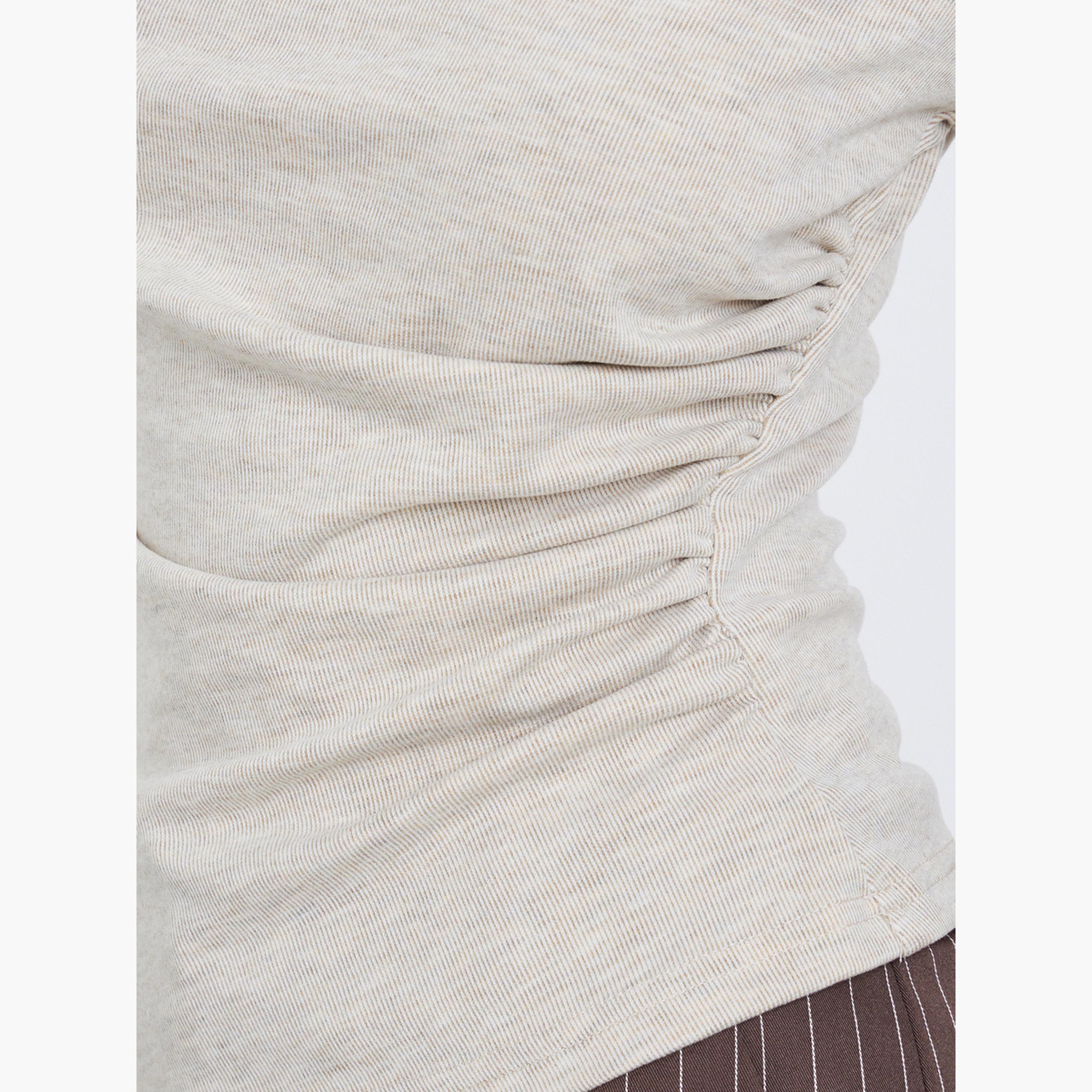 ستايلي - تي شيرت بيج محبوك بياقة عالية وتصميم نحيف-women-clothing-tshirts-image-4