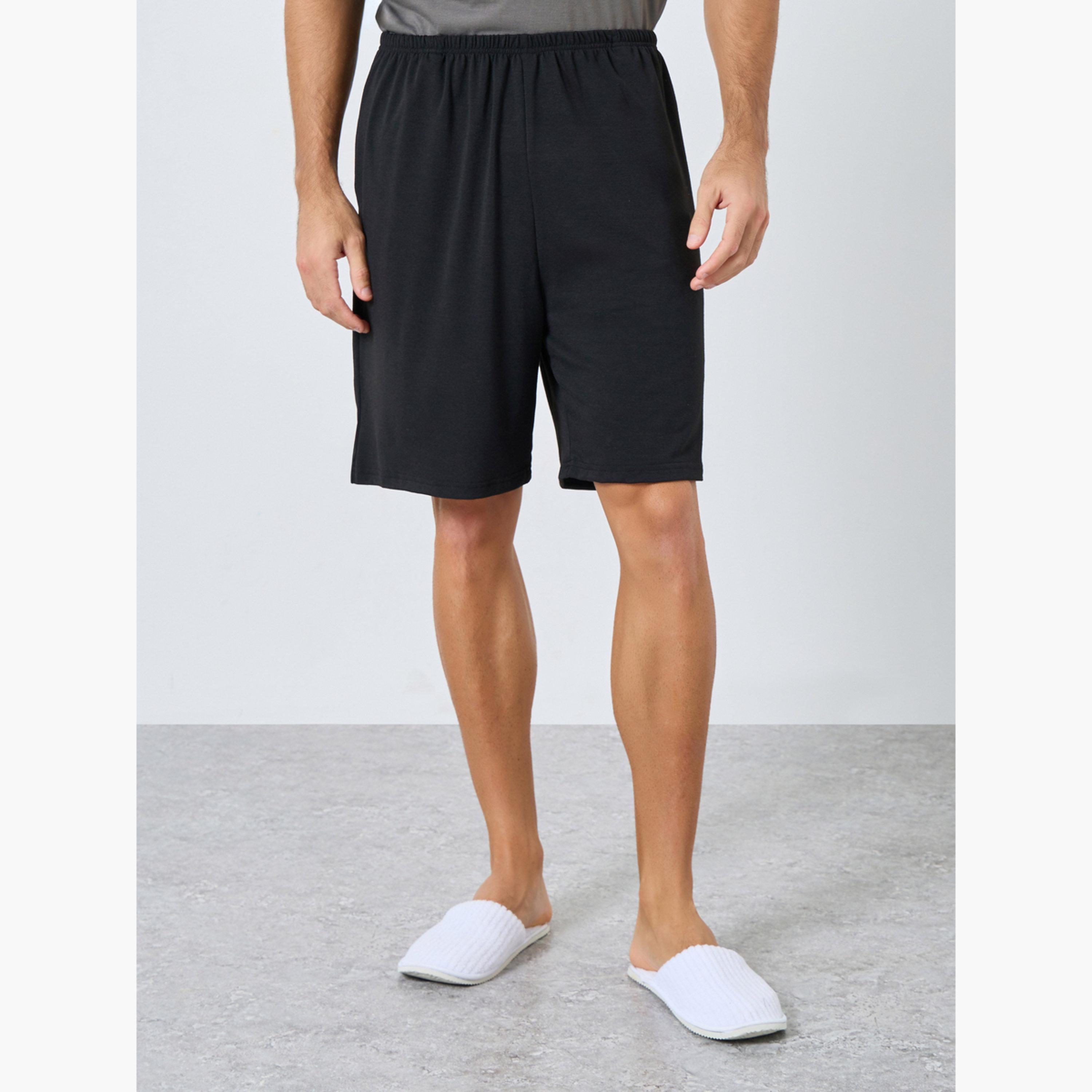 Styli Charcoal Grey Solid T-Shirt and Shorts Pyjama Set-men-clothing-nightwear-sets-image-5