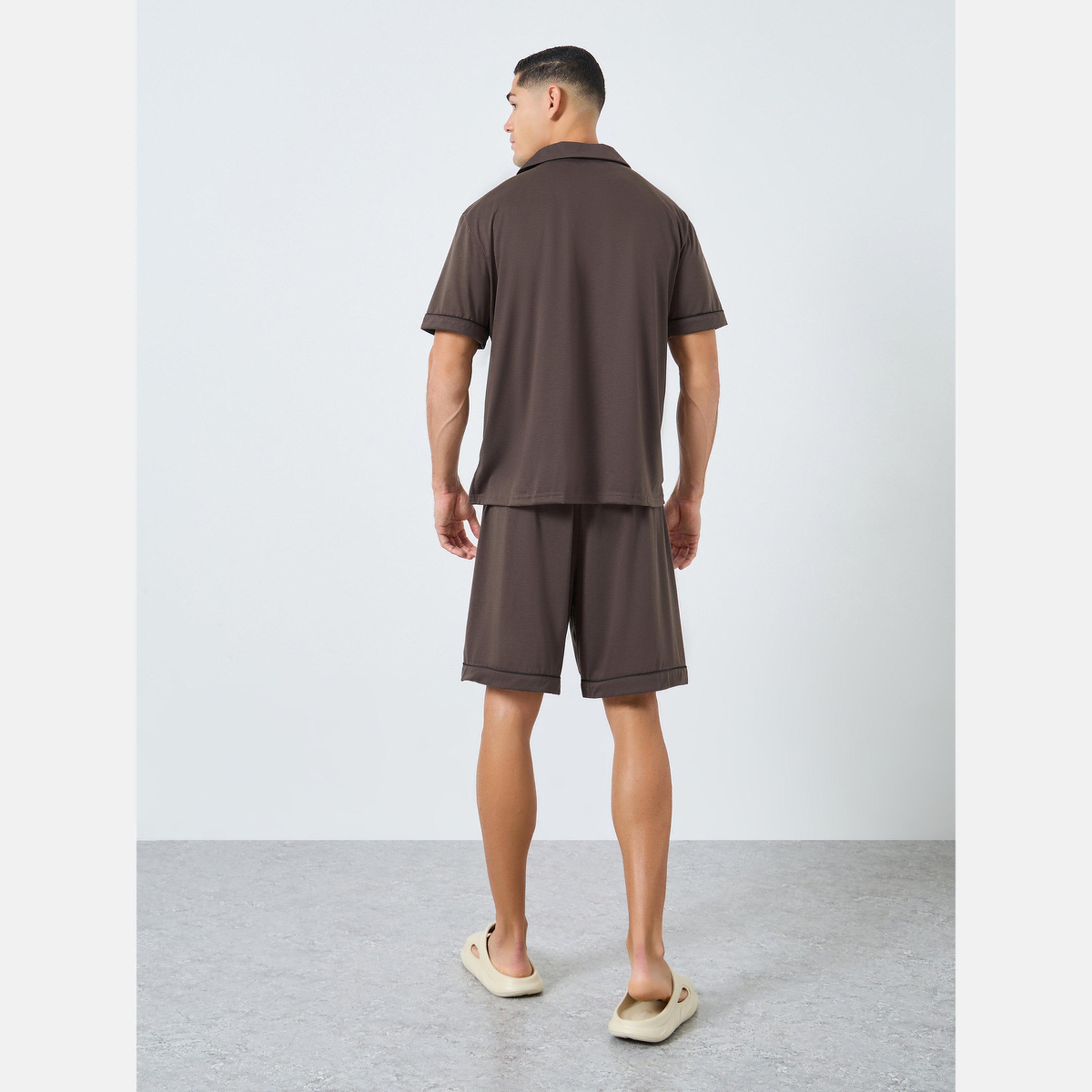 Styli Men Relaxed Fit Solid Shirt and Shorts Set-men-clothing-nightwear-sets-image-5