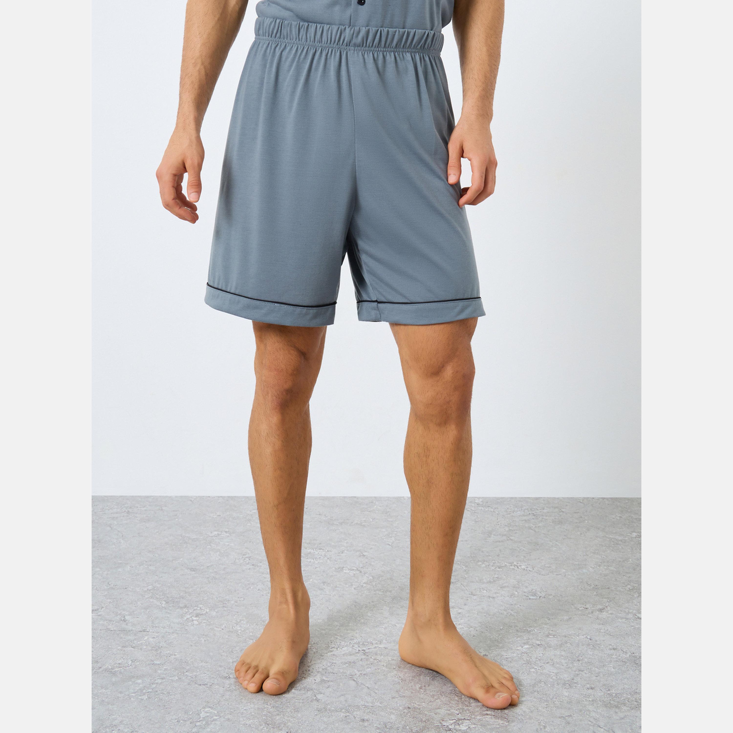 Styli Men Relaxed Fit Solid Shirt and Shorts Set-men-clothing-nightwear-sets-image-5