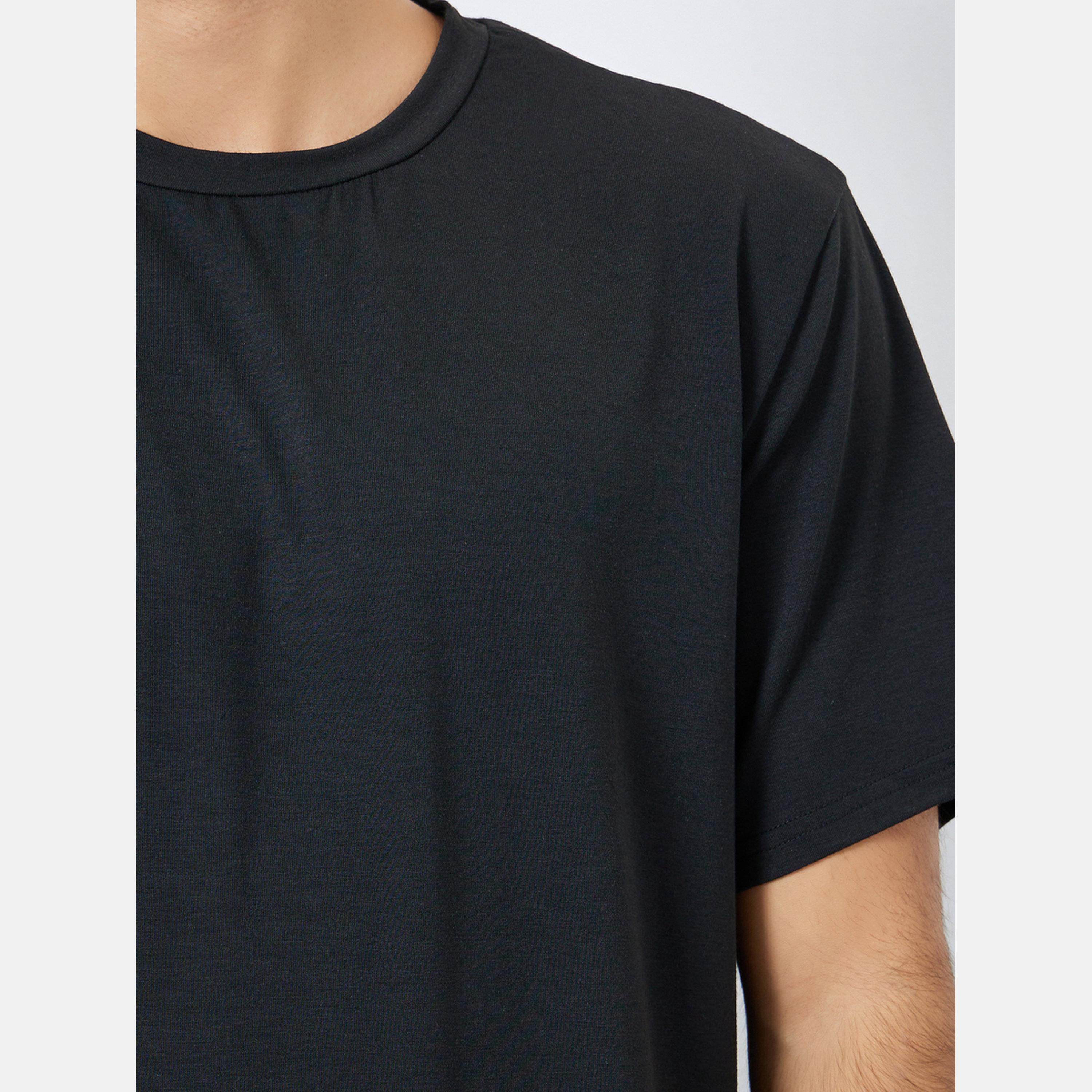 ستايلي - بيجاما تي شيرت سادة وبنطال منقوش للرجال-men-clothing-nightwear-sets-image-3