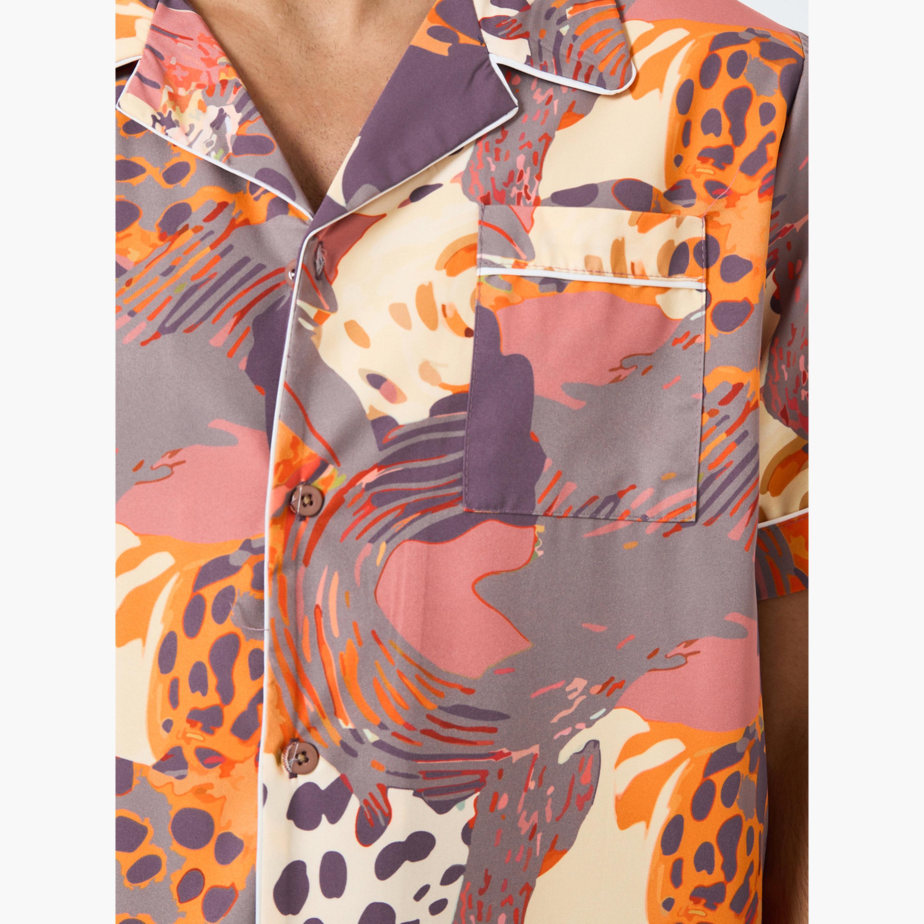 Styli Men Abstract Print Relaxed Fit  Shirt and Pyjama Set-men-clothing-nightwear-sets-image-5