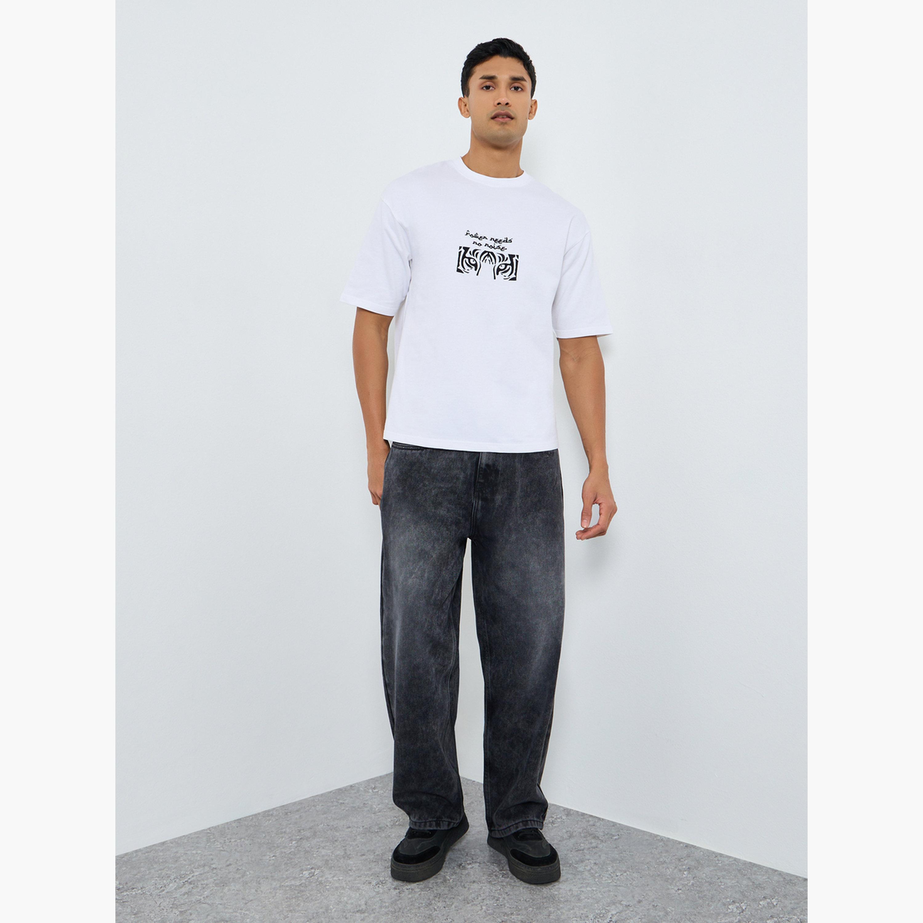 Styli Men Black Dark Wash Baggy Fit Jeans-men-clothing-bottoms-jeans-image-2