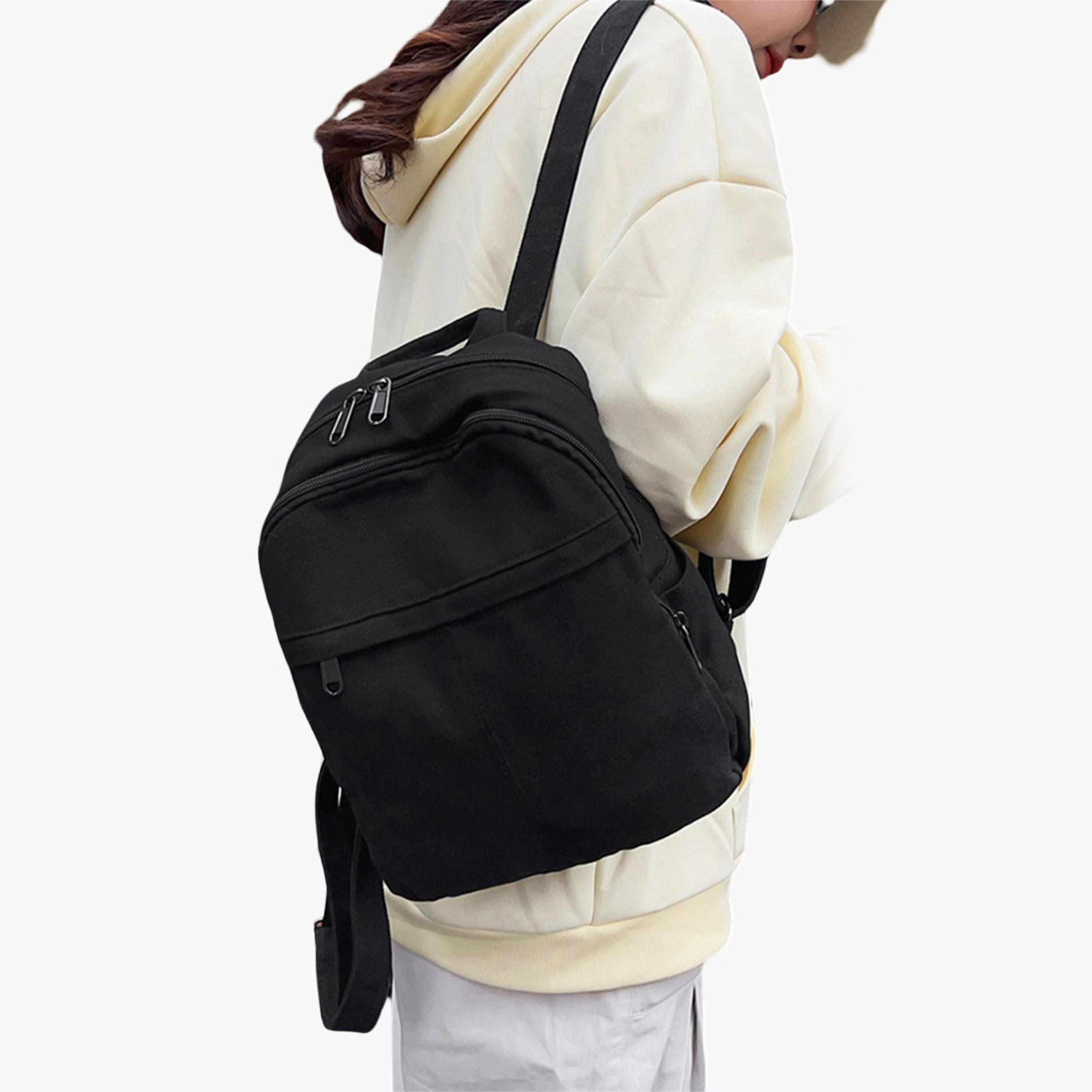 Take Two Solid Canvas Zip Closure Backpack-women-bagsandwallets-backpacks-image-2