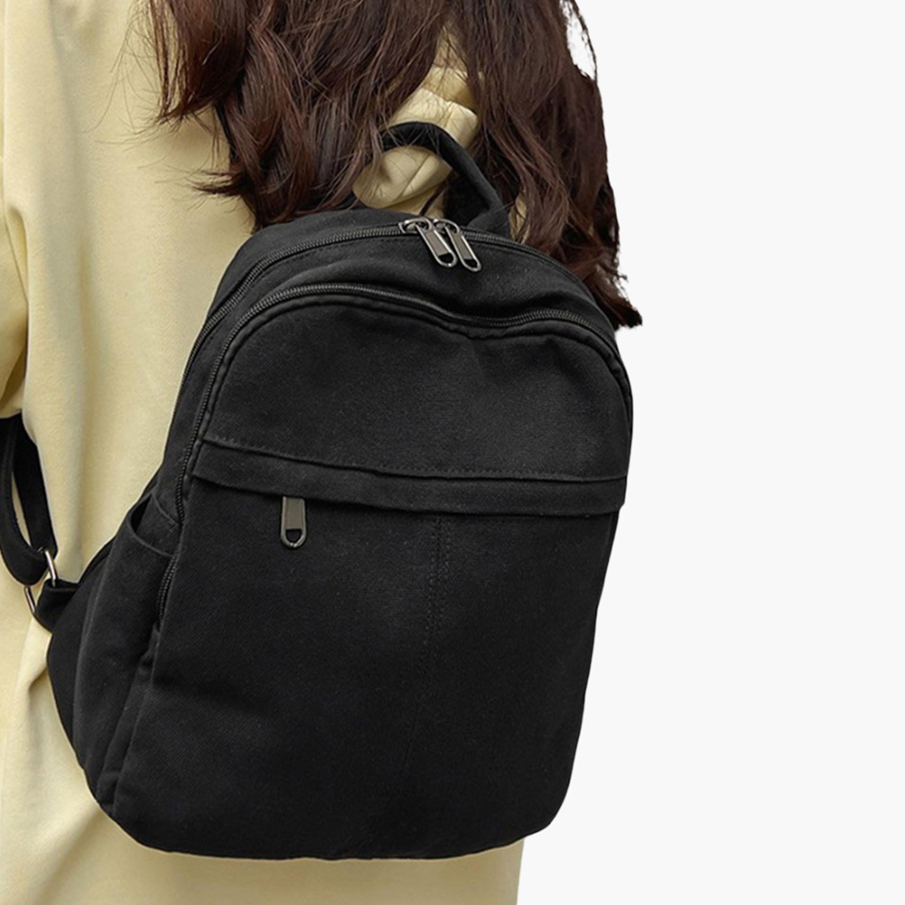 Take Two Solid Canvas Zip Closure Backpack-women-bagsandwallets-backpacks-image-3