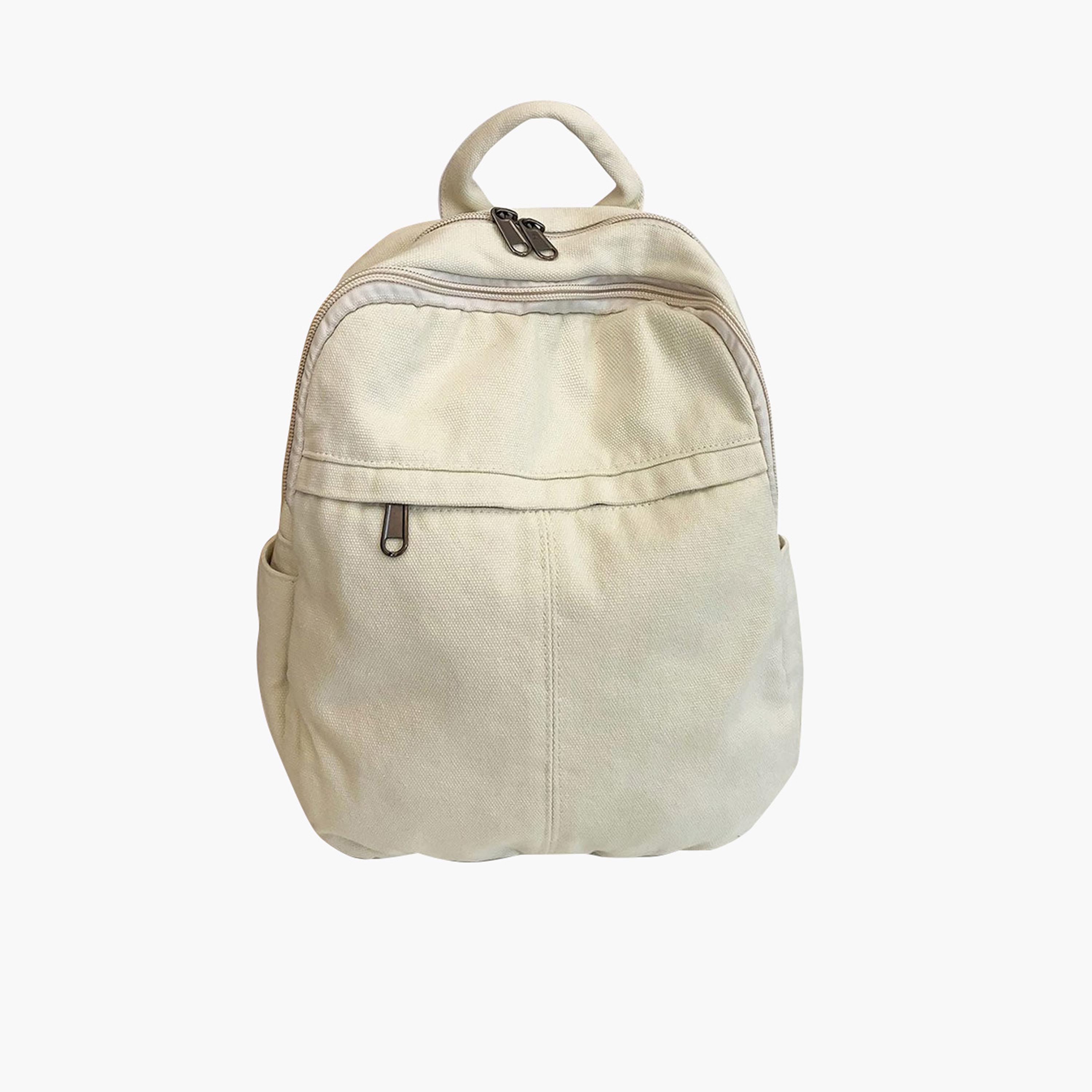 Take Two Solid Canvas Zip Closure Backpack-women-bagsandwallets-backpacks-image-1