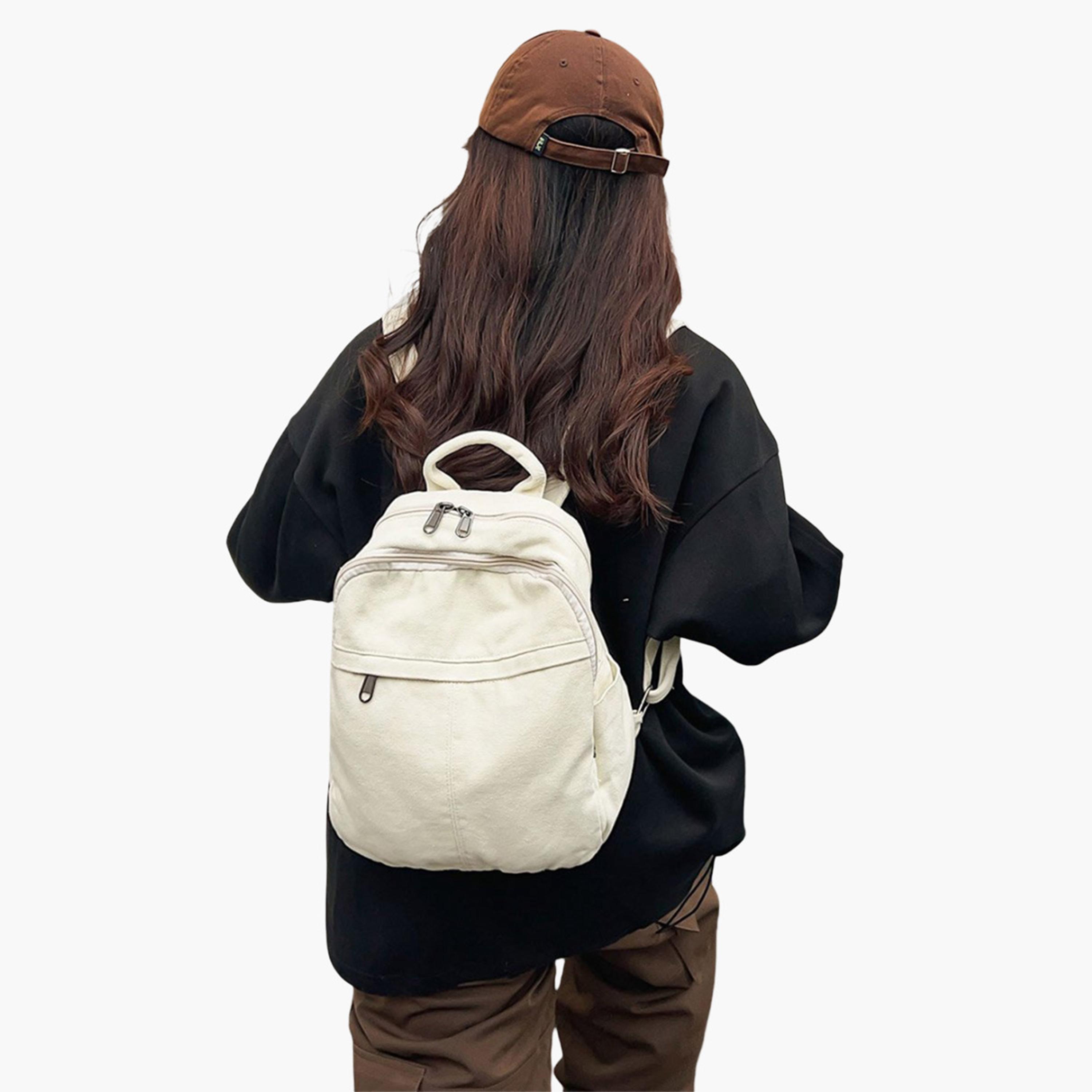 Take Two Solid Canvas Zip Closure Backpack-women-bagsandwallets-backpacks-image-3