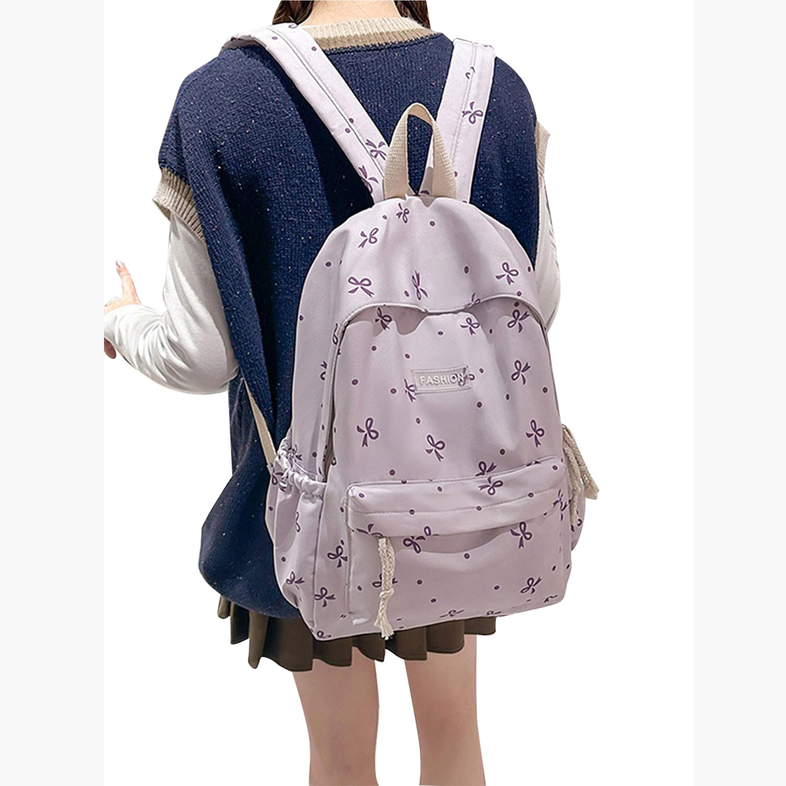 Take Two Graphic Bow Print Zip Closure Backpack-women-bagsandwallets-backpacks-image-3