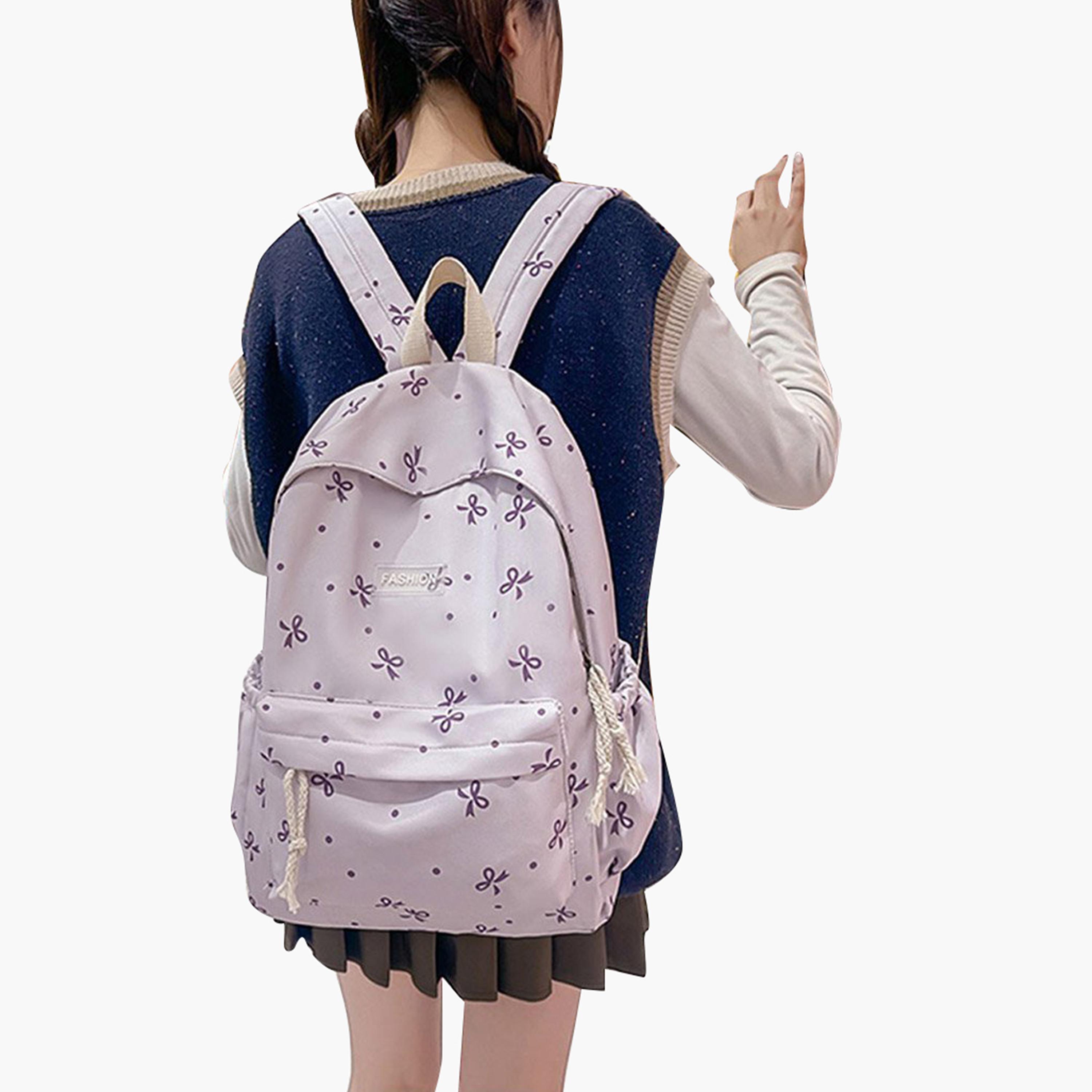 Take Two Graphic Bow Print Zip Closure Backpack-women-bagsandwallets-backpacks-image-4