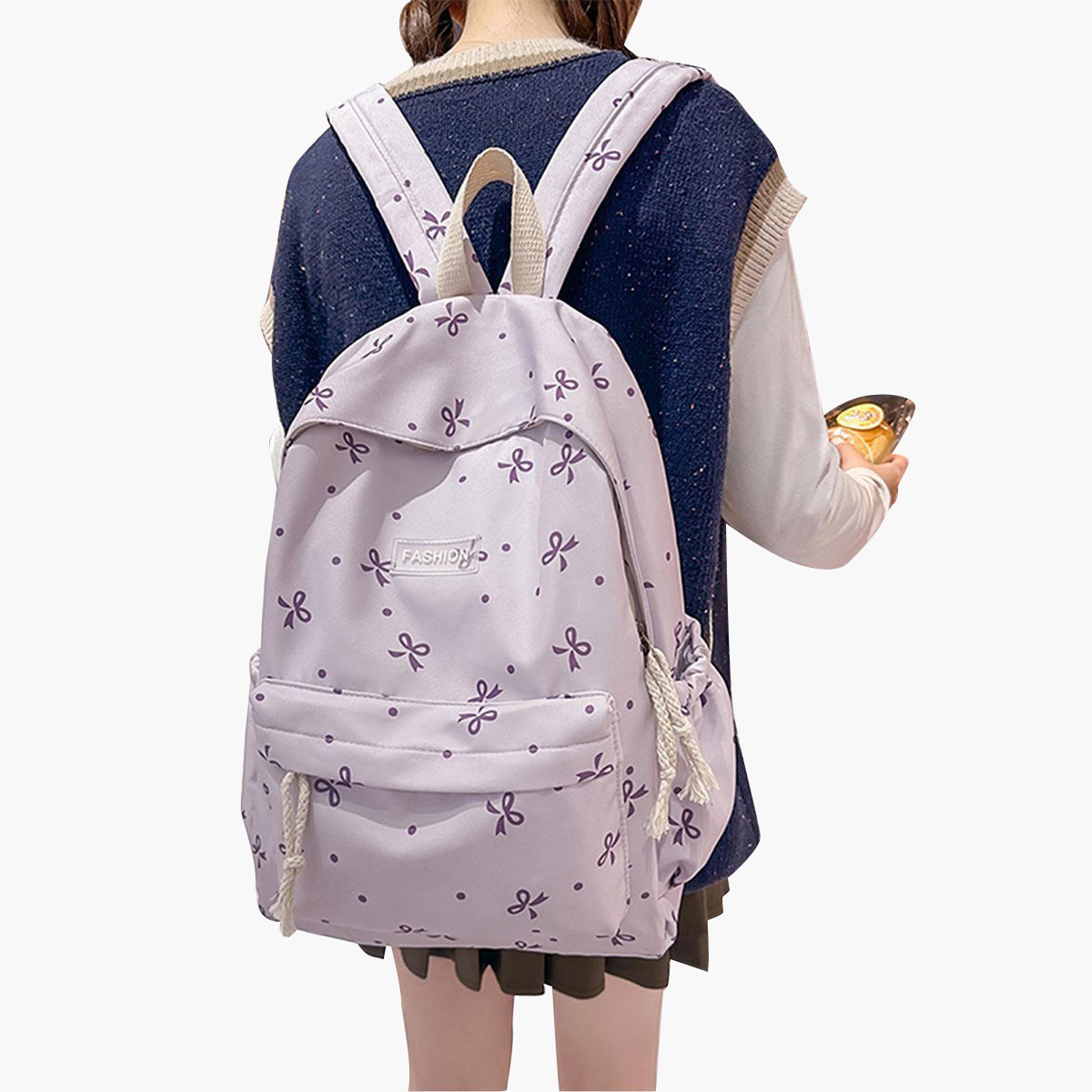 Take Two Graphic Bow Print Zip Closure Backpack-women-bagsandwallets-backpacks-image-5