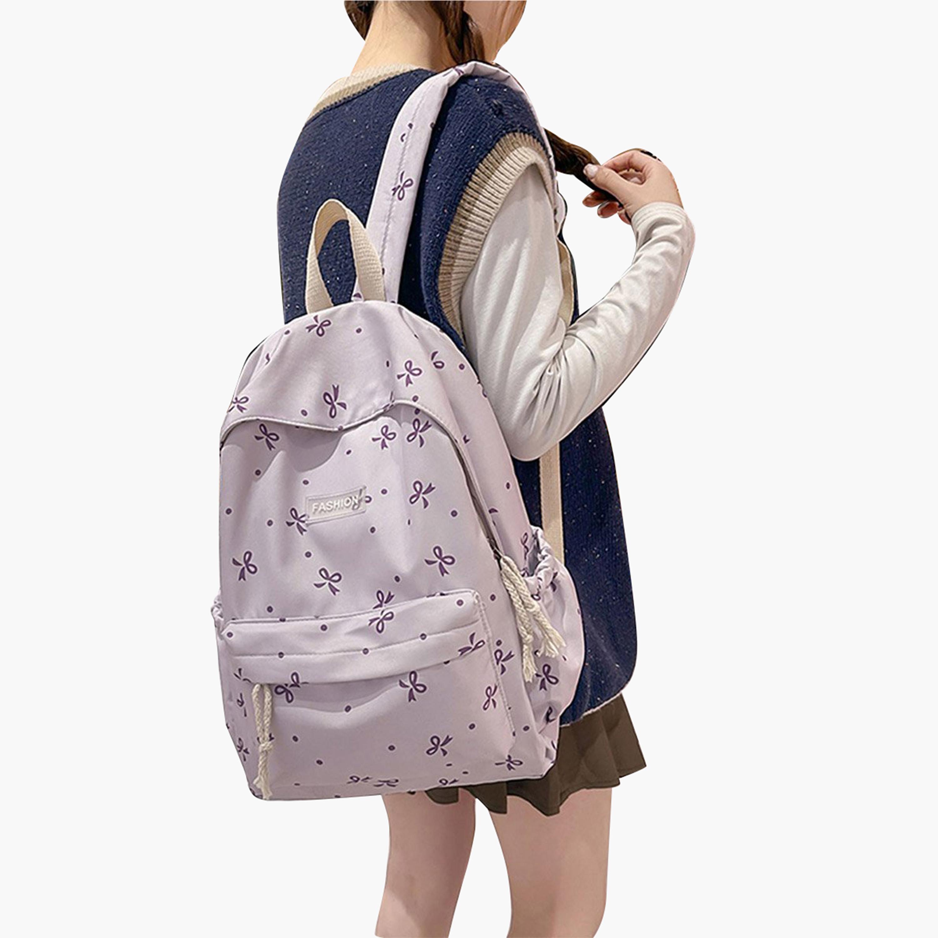 Take Two Graphic Bow Print Zip Closure Backpack-women-bagsandwallets-backpacks-image-6