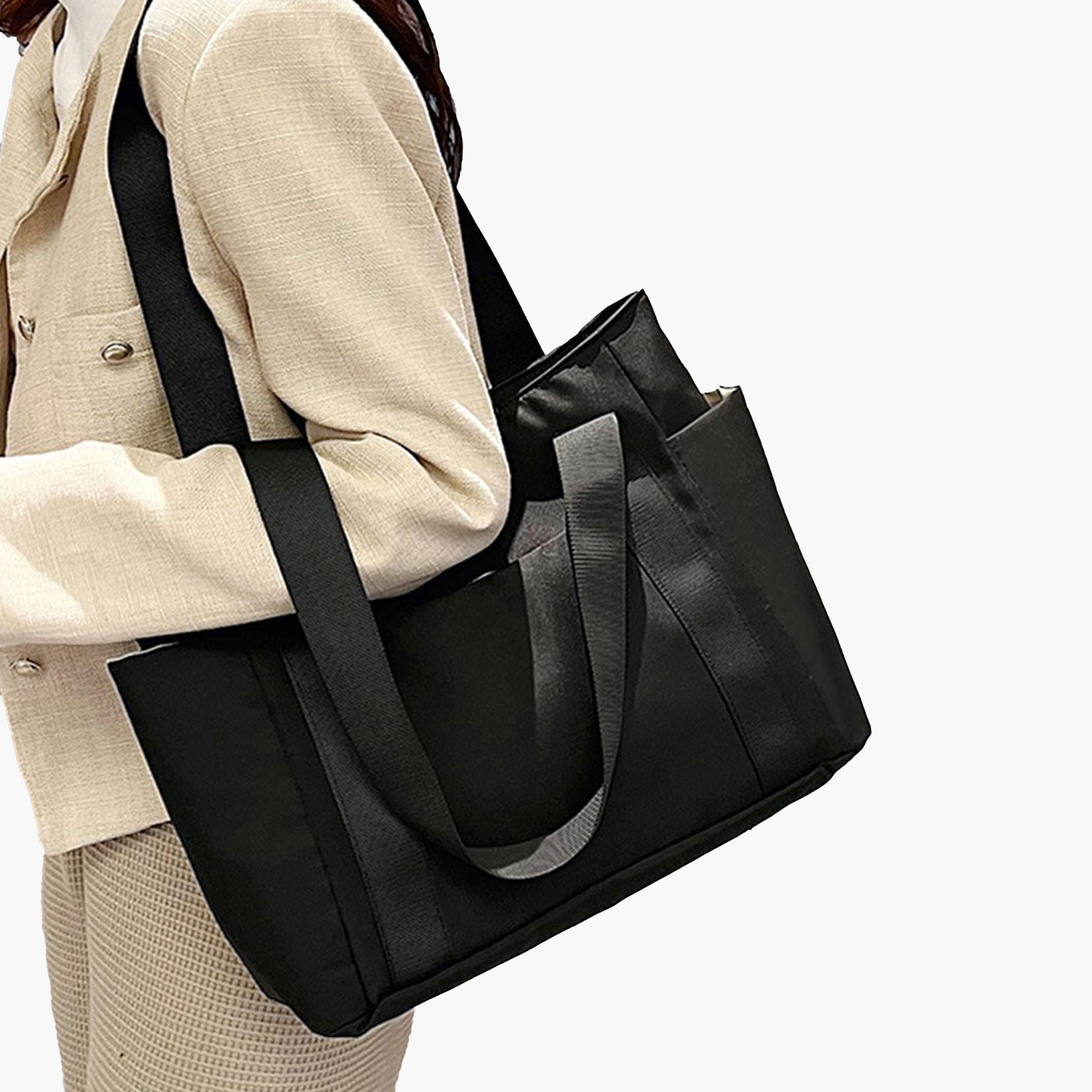 تيك تو - شنطة توت سوداء بحزام مزدوج-women-bagsandwallets-handbags-image-3