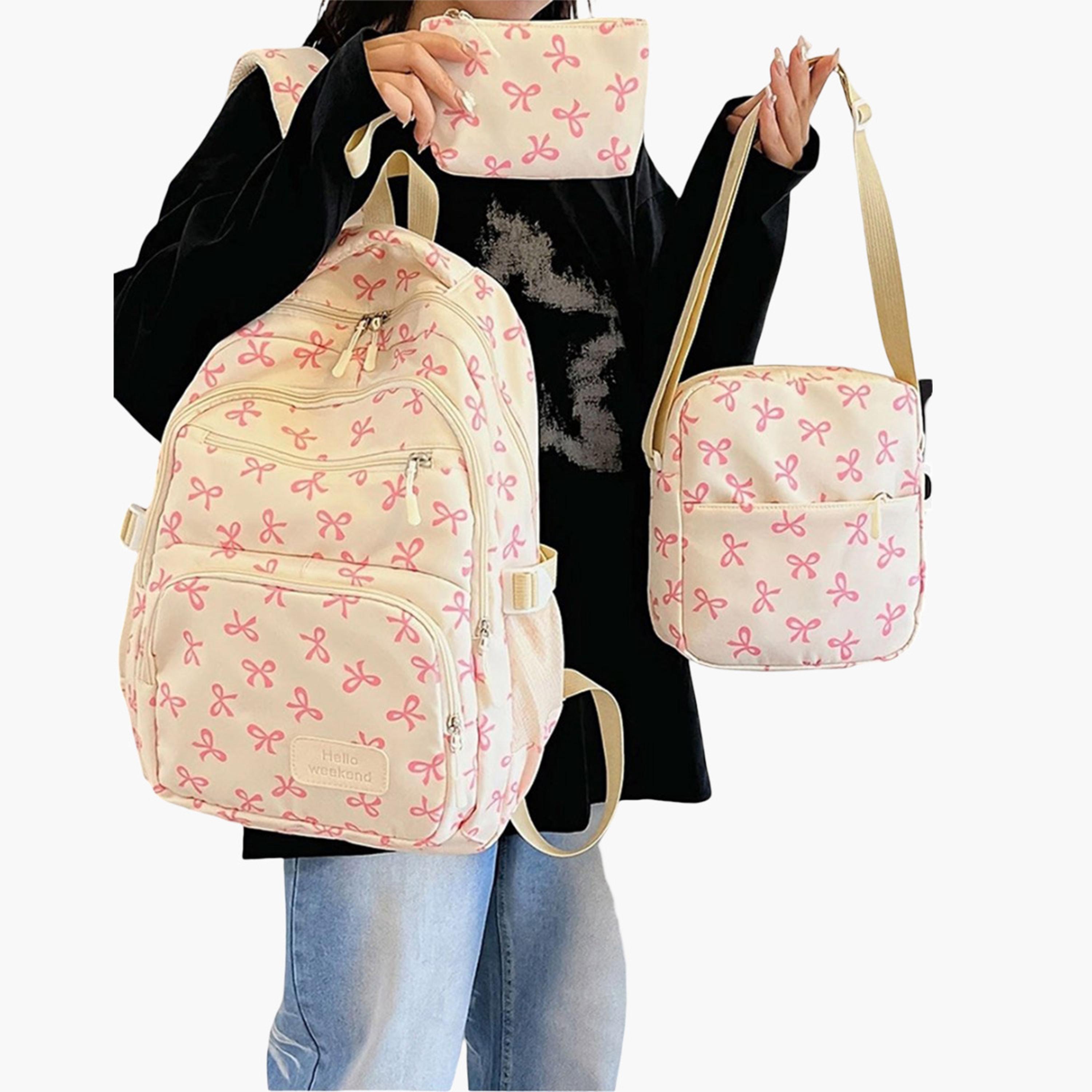 تيك تو - مجموعة شنطة ظهر مطبوعة برسومات جرافيكية مع شنطة كتف ومحفظة-women-bagsandwallets-backpacks-image-2