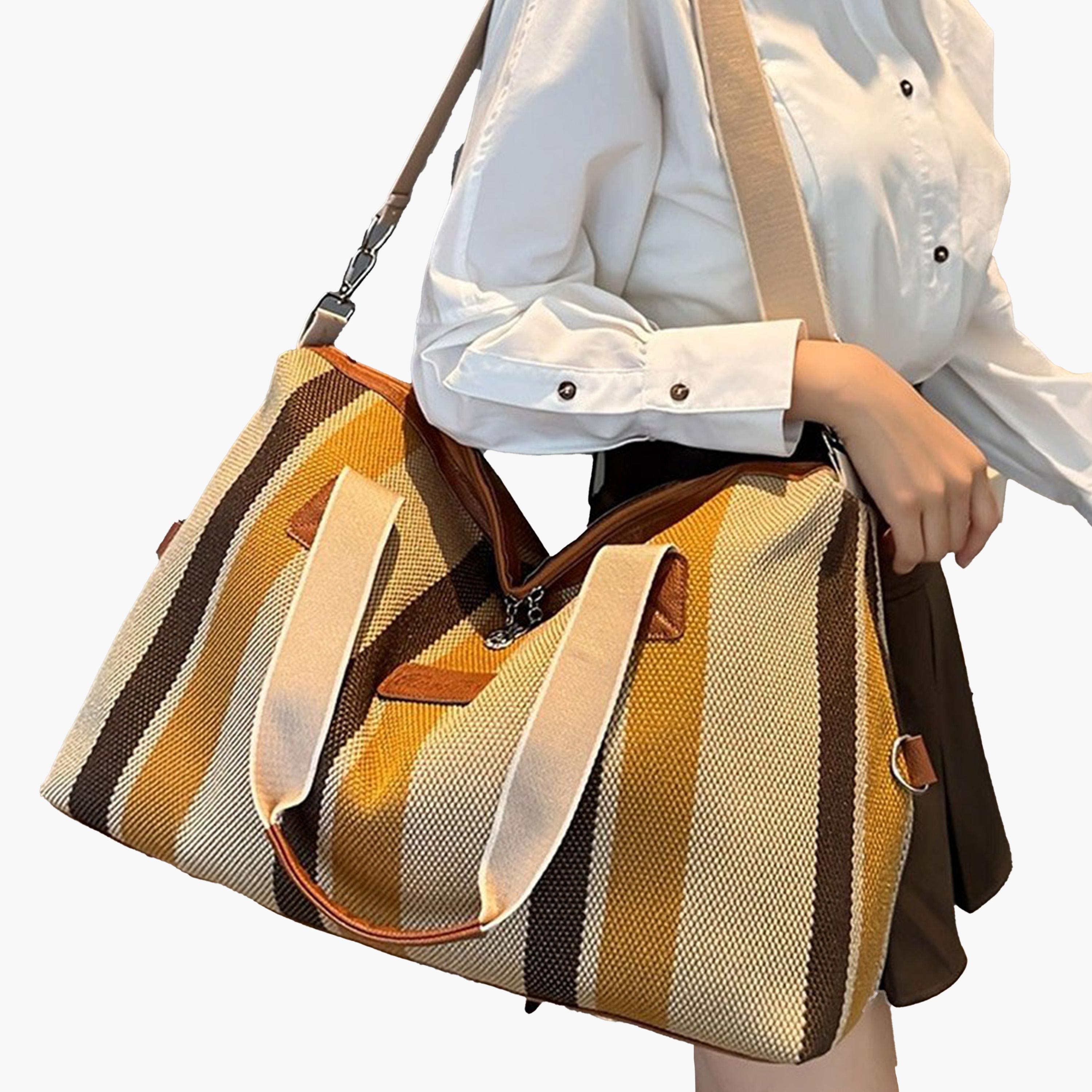 تيك تو - شنطة توت مخططة بمقبضين علويين-women-bagsandwallets-handbags-image-4