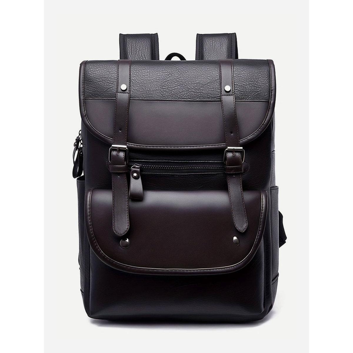 شنطة ظهر سادة بملمس جلد صناعي-men-bags-image-6