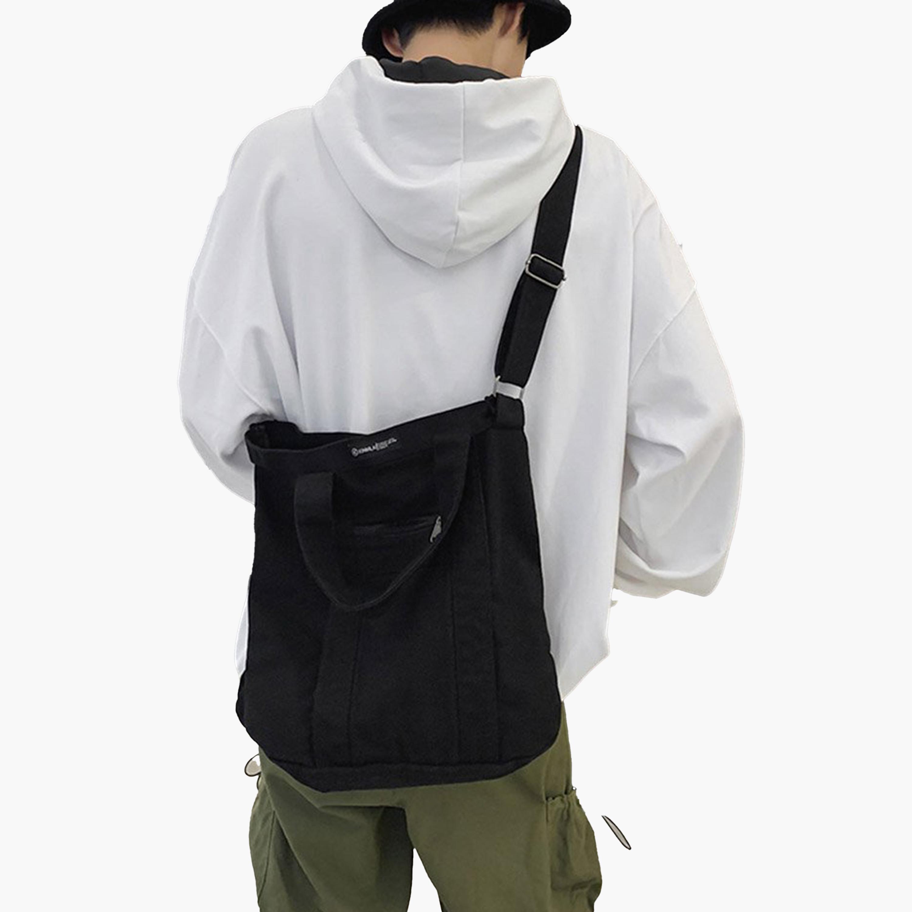 تيك تو - شنطة قماش سوداء بمقبضين علويين-men-bags-image-3