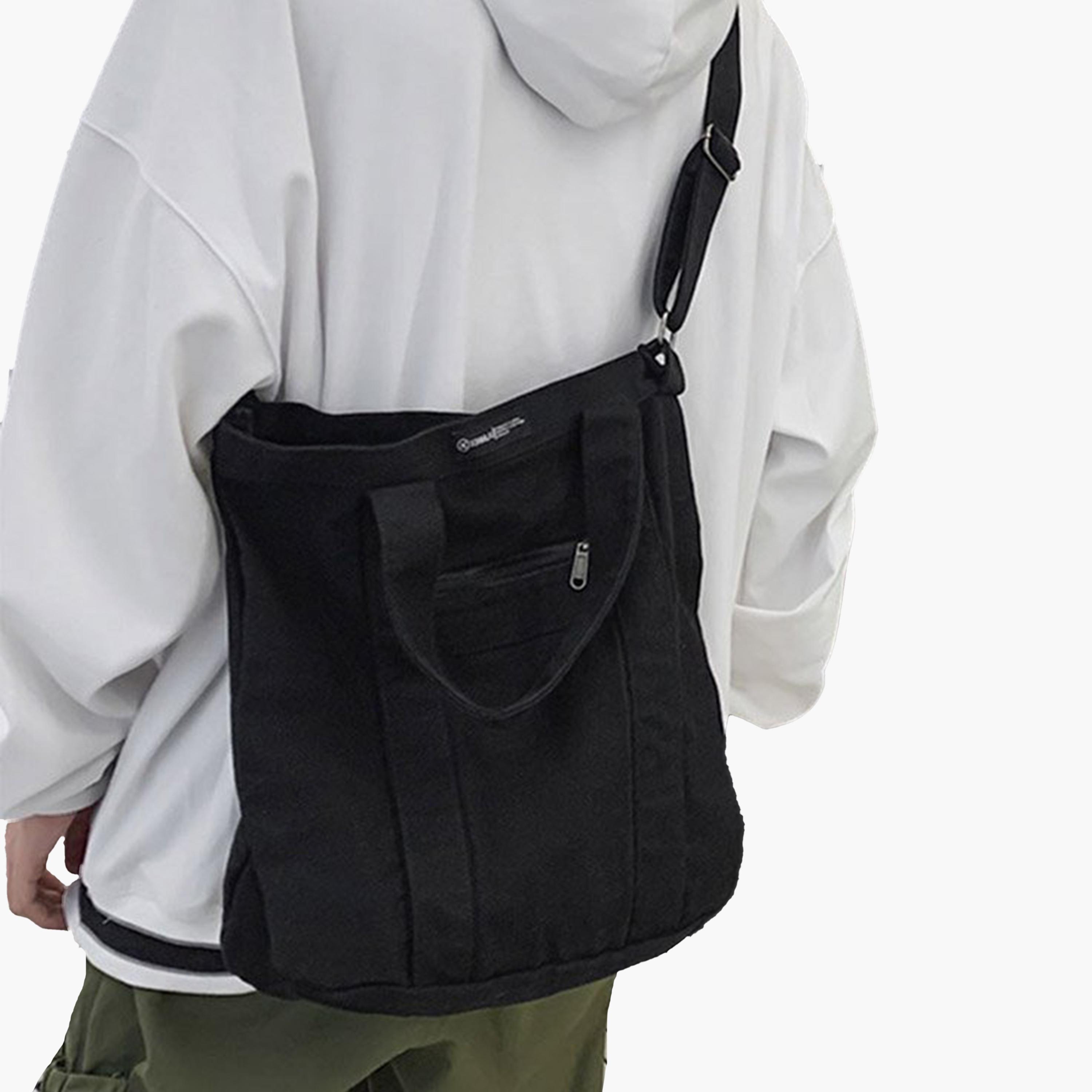 Take Two Black Canvas Double Top Handle Tote Bag-men-bags-image-4