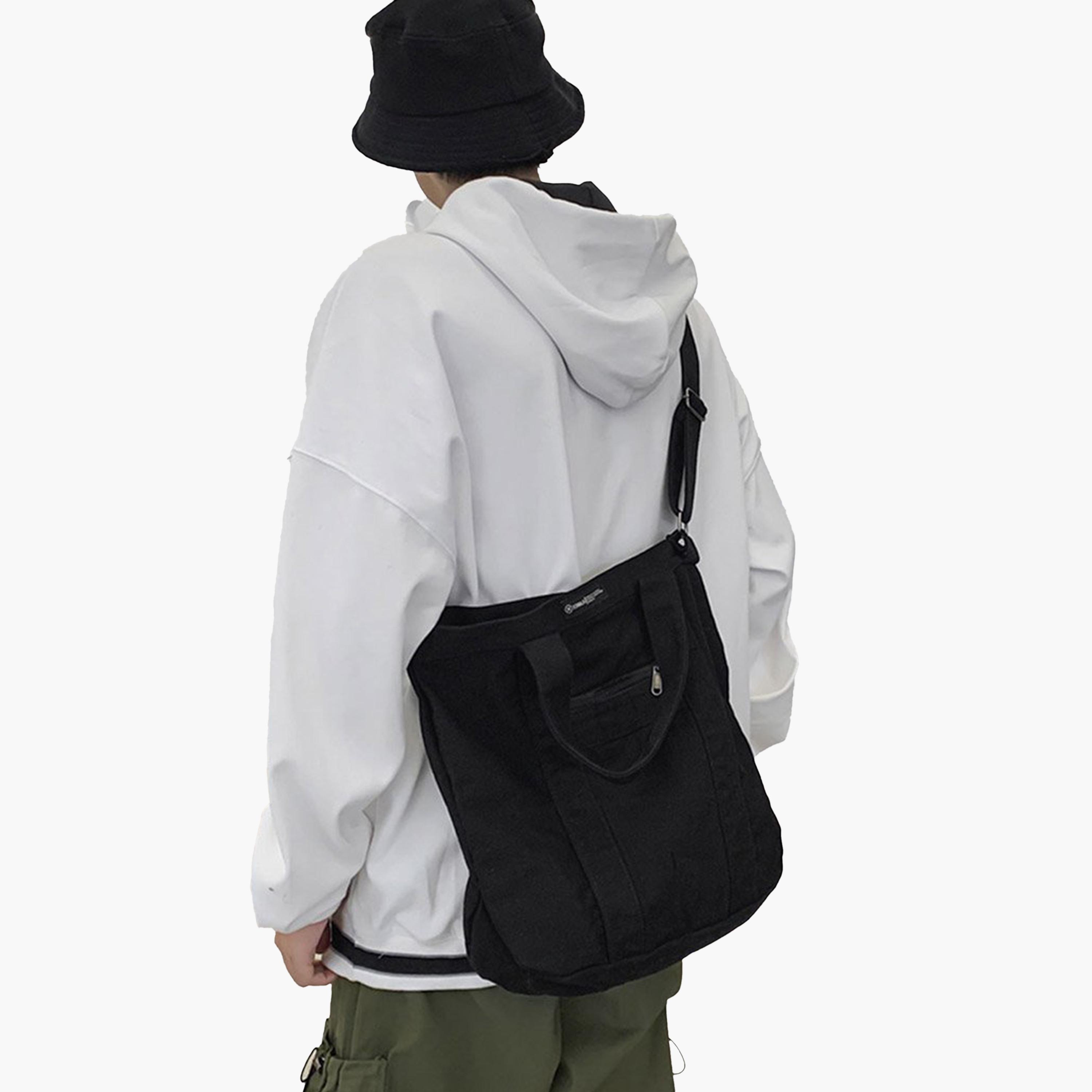 تيك تو - شنطة قماش سوداء بمقبضين علويين-men-bags-image-6