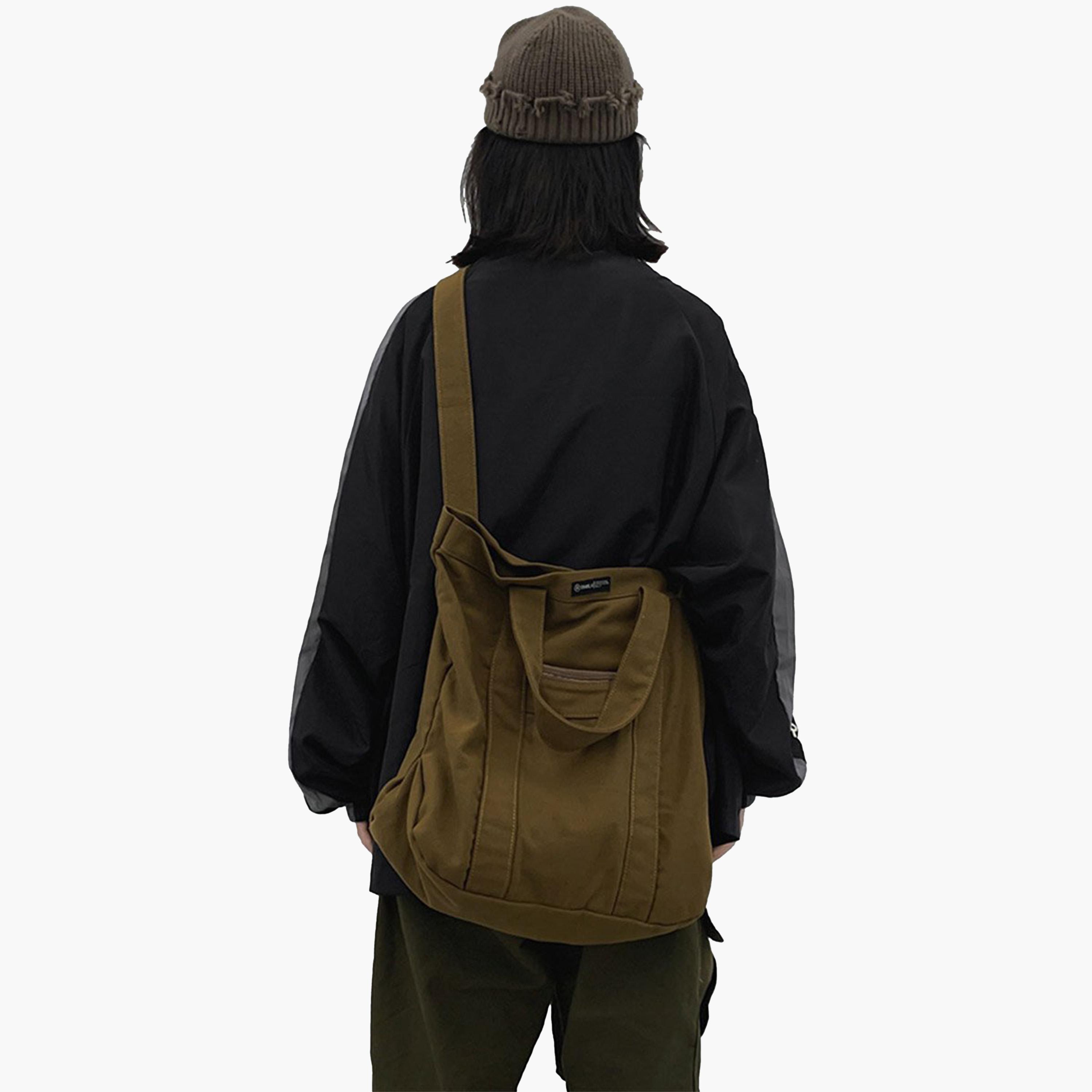 Take Two Khaki Canvas Double Top Handle Tote Bag-men-bags-image-4